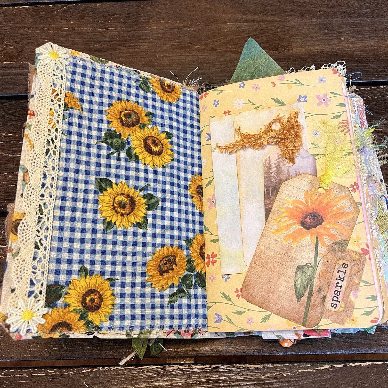 Gnome Sunflower Themed Junk Journal Woodland Nature Softcover 3 Signatures