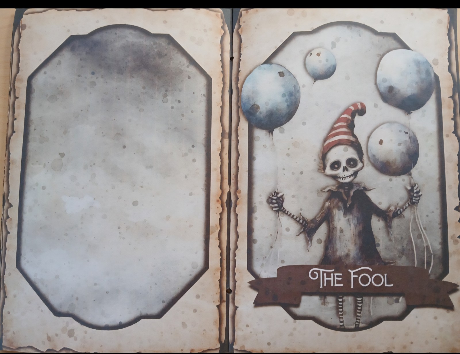 Junk Journal Booklet “SKELETON TAROT” Handmade Fortune Teller 5.5″x8.5″ 40pg