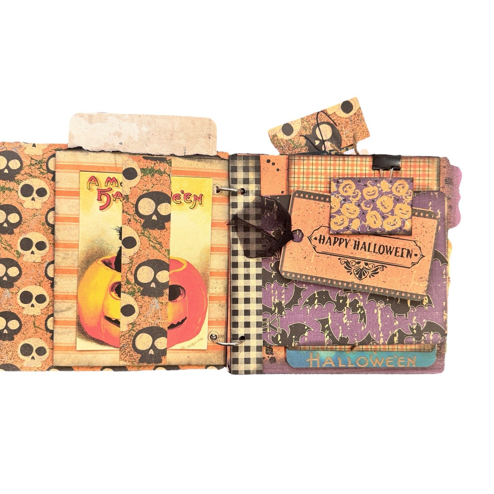 Junk Journal Halloween 6.5×6 32 Page Tags Ephemera Journaling Pumpkins Cats