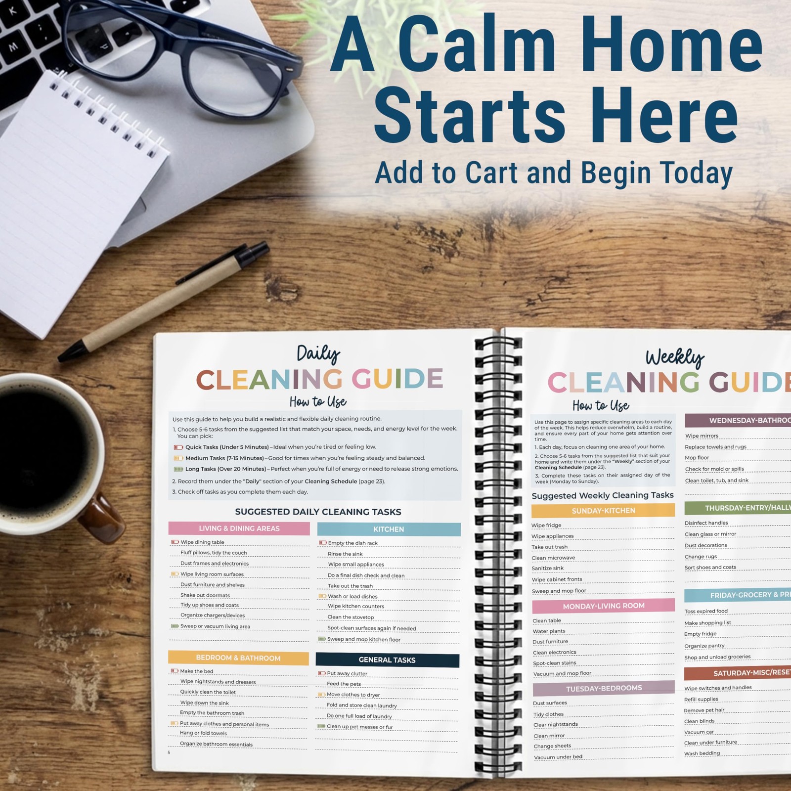 BLOOMOST ADHD Cleaning Planner – Daily, A4, Version 2