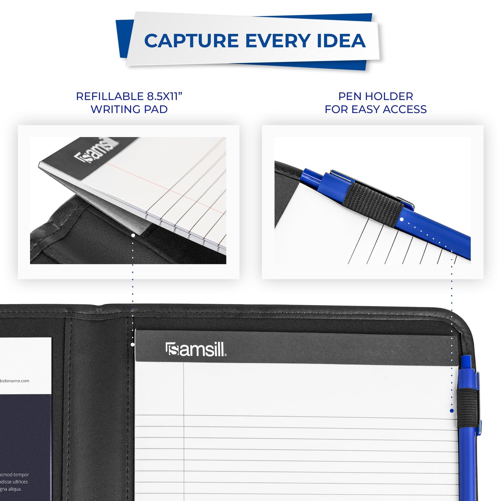 Samsill Professional Padfolio, Faux Leather Business Portfolio for Men and Women