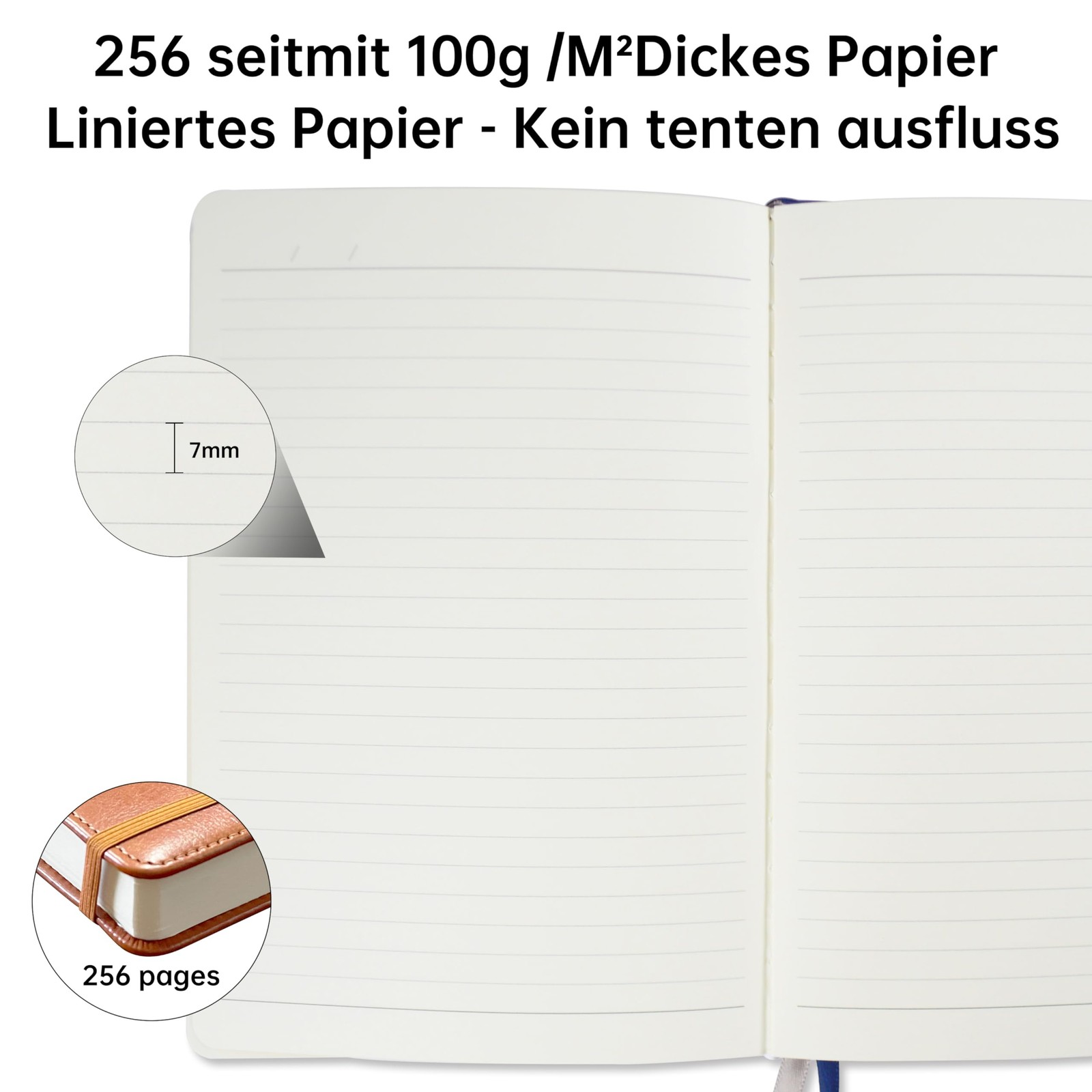 Qefuna Notebook Journal for Women Men,256 Pages A5 Hardcover 256 Pages, Blue