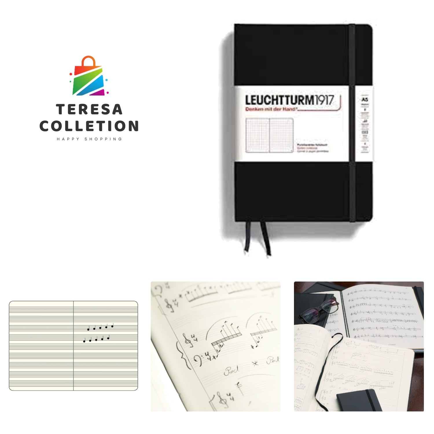 Master Slim A4 Notebook with Staves for Writing Sheet Music – 121 Numbred Pages