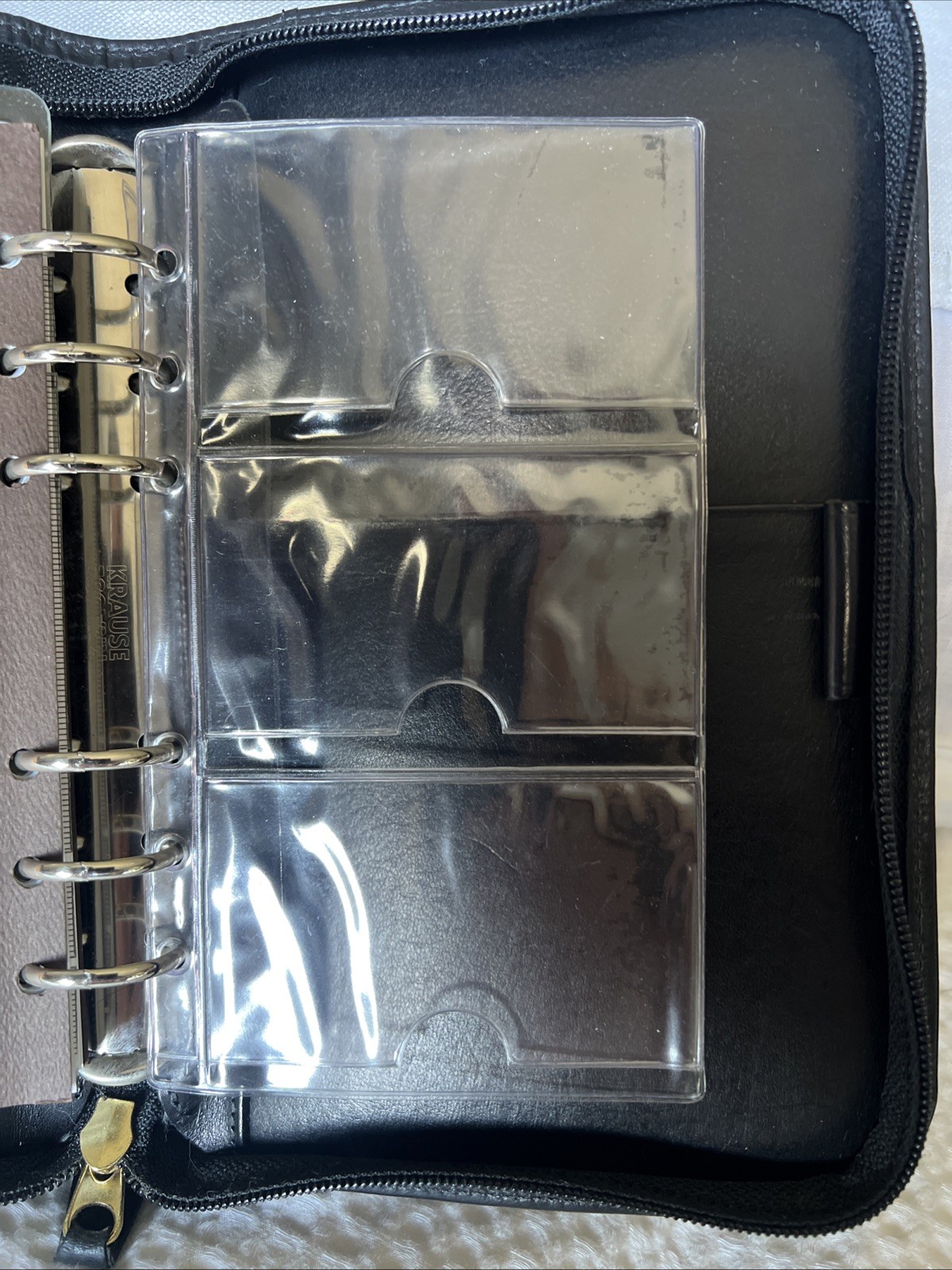 2001 VINTAGE COACH ZIP AROUND ORGANIZER BLACK LEATHER 6 BY 9 INCHES
