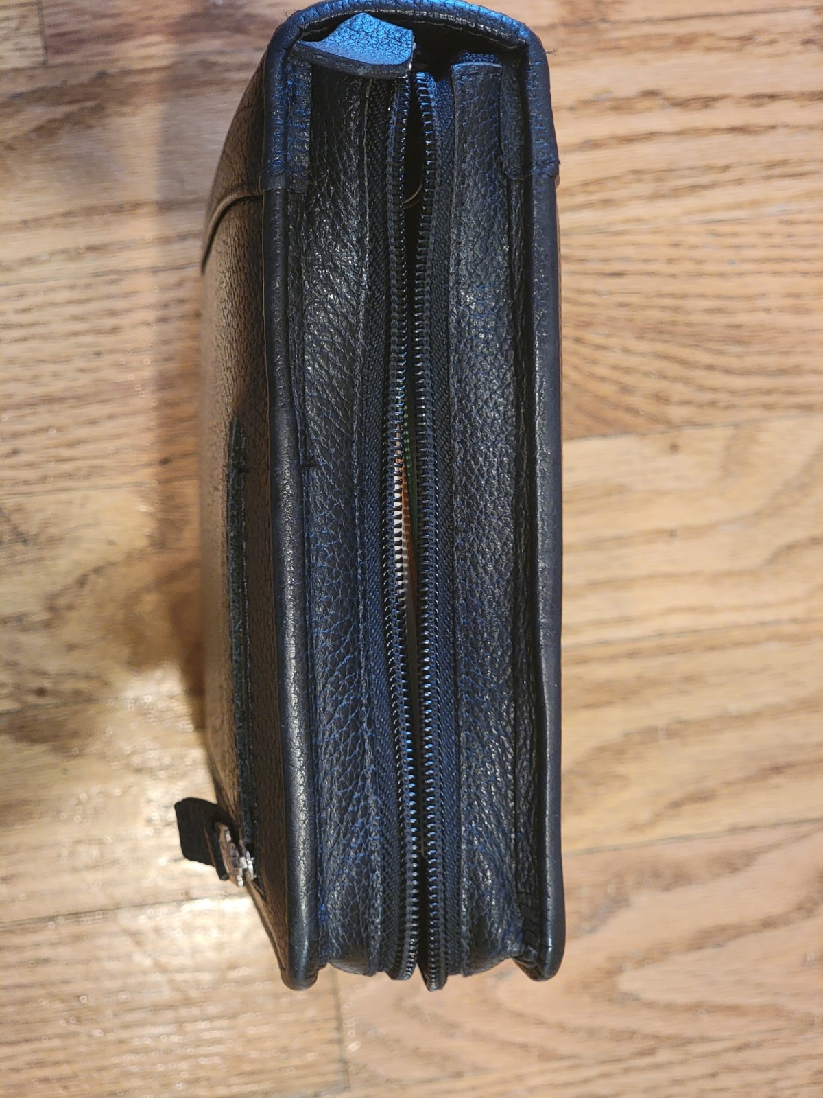 FRANKLIN QUEST Zip Binder 1994 w/ Inserts Vintage 6 Ring Black Top Grain Leather