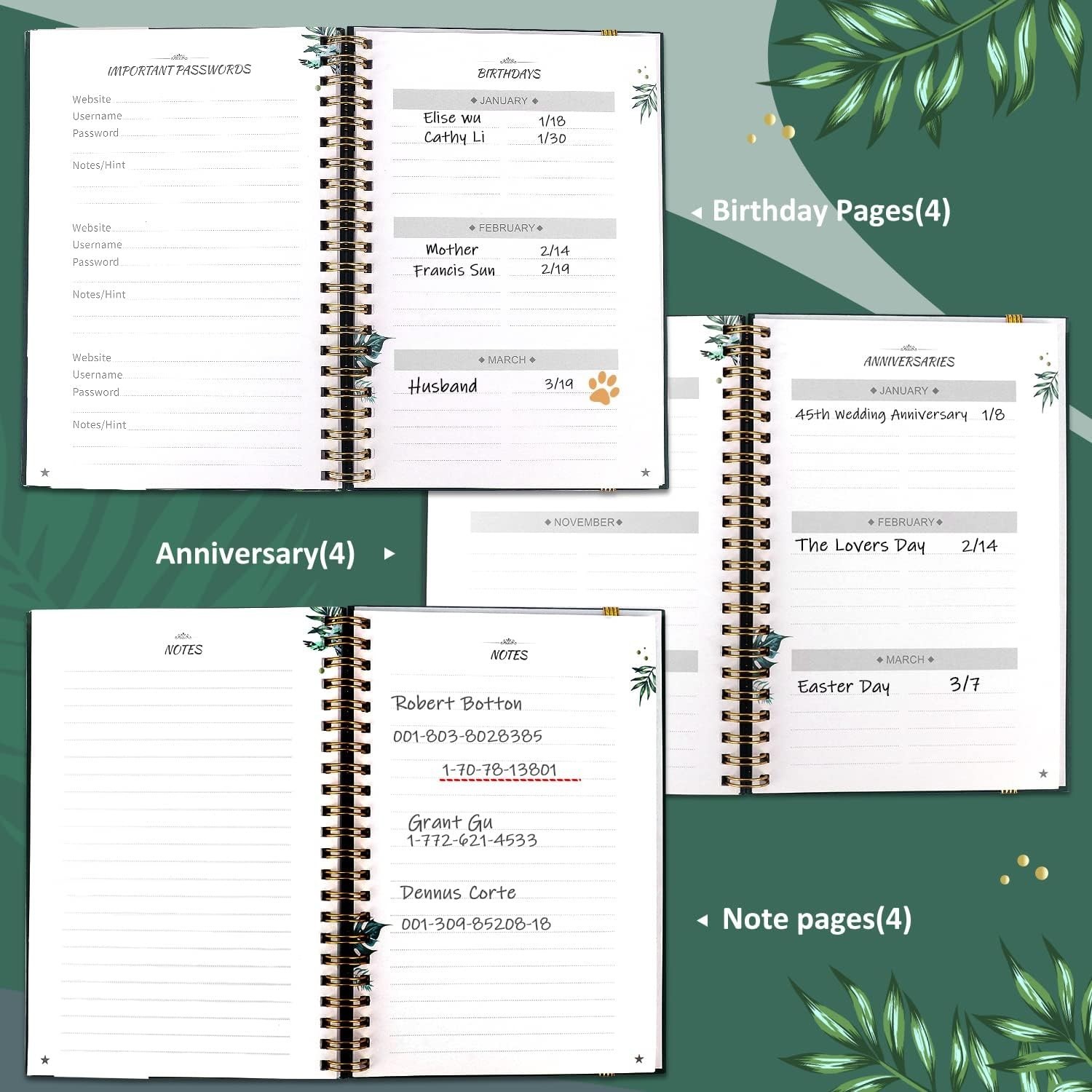 Refillable Address Book with Alphabetical Tabs Print Telephone 144 Pages