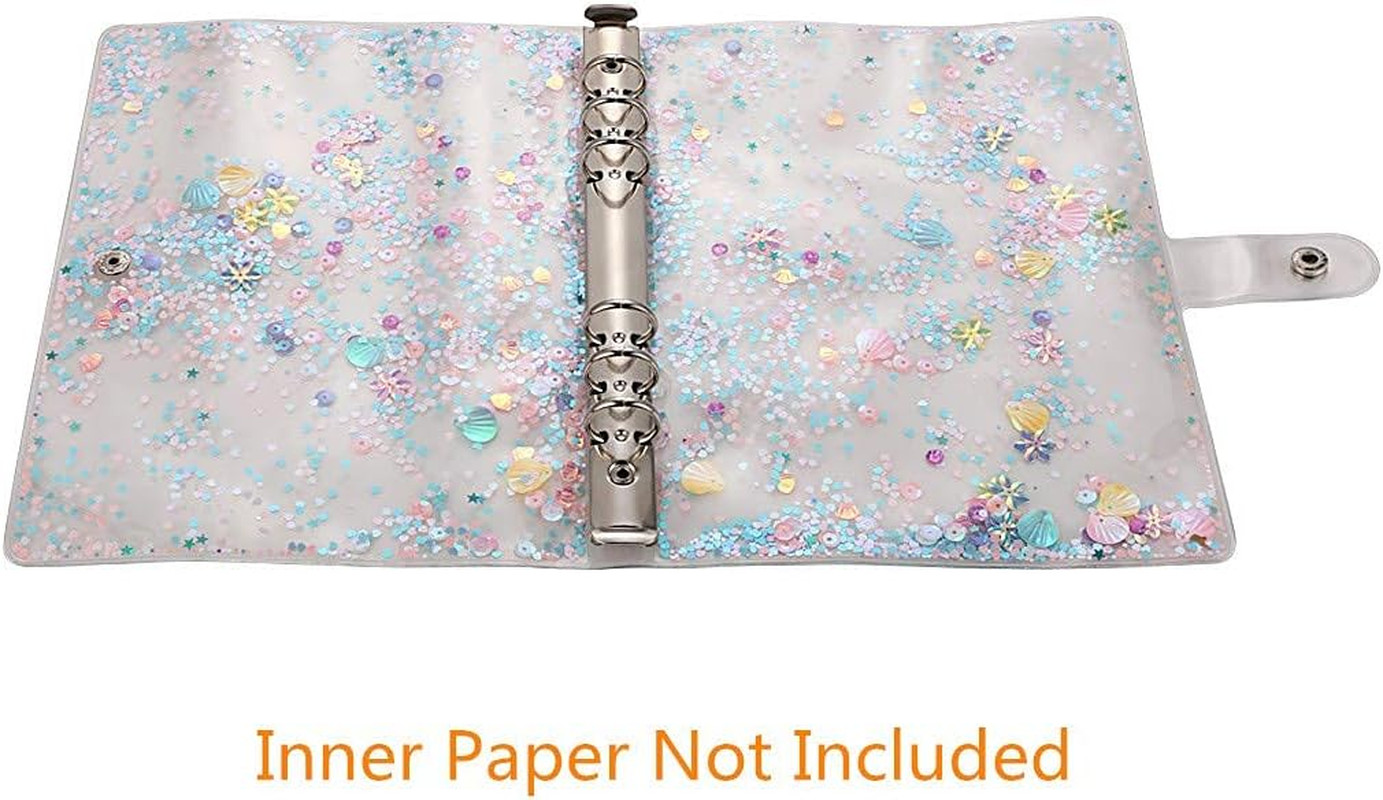 SICCOMA A5 6-Ring Loose Leaf Binder Cover PVC Glitter A5 Planner Cover Notebook