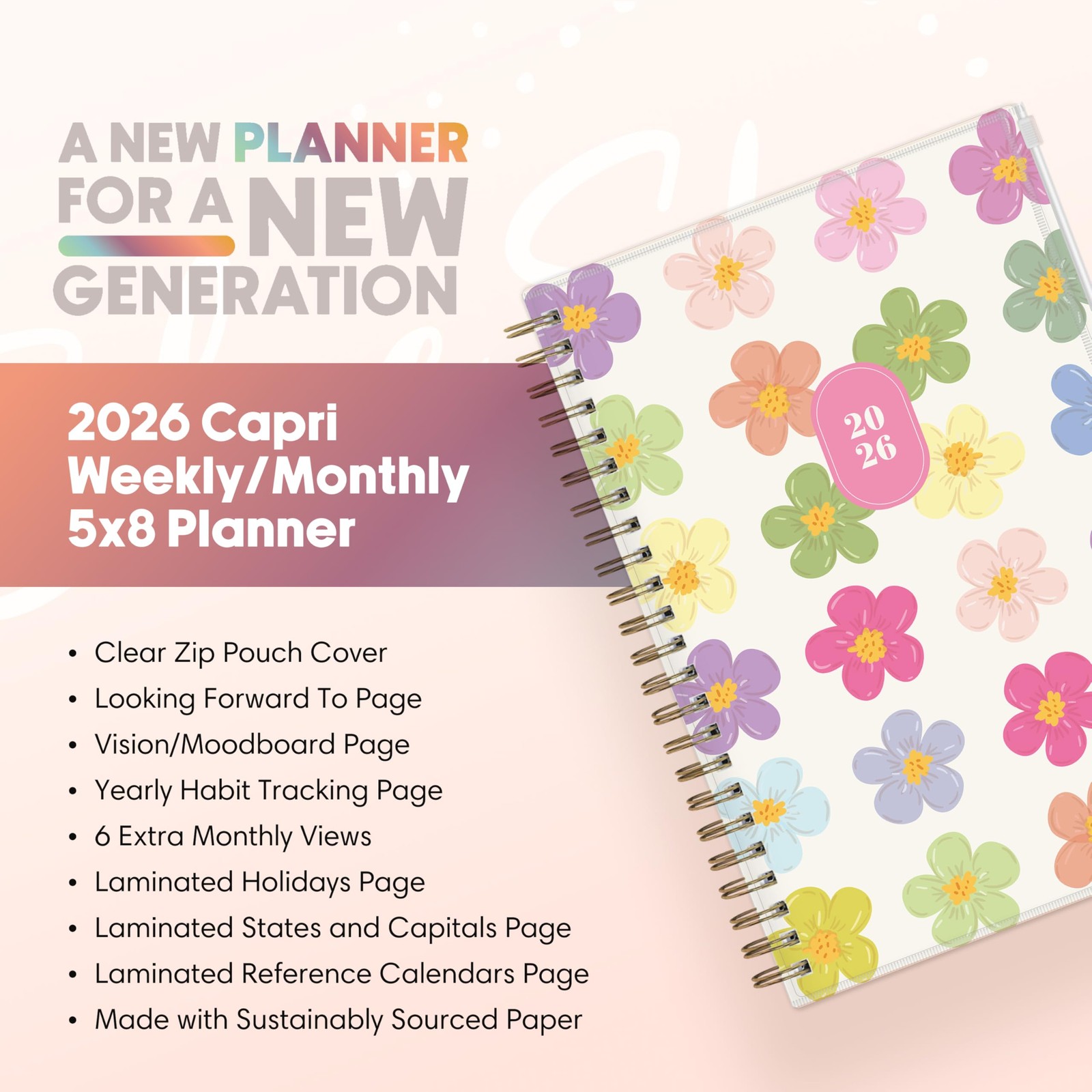 Gen Z 2026 Weekly and Monthly Planner Calendar, January 2026 – December 2026,…