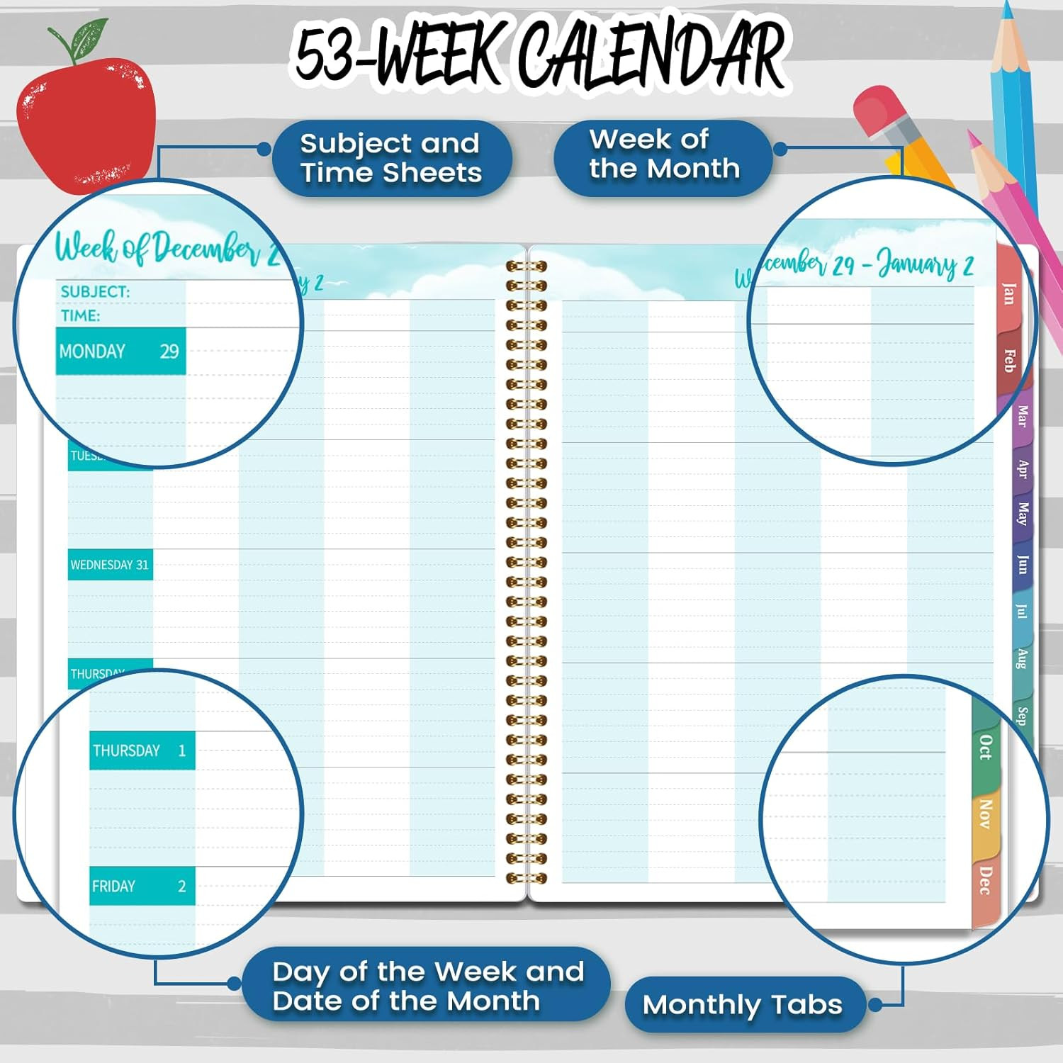 2026 Teacher Planner, Lesson Planner 2026, January 2026 – December 2026, 8.5″ x