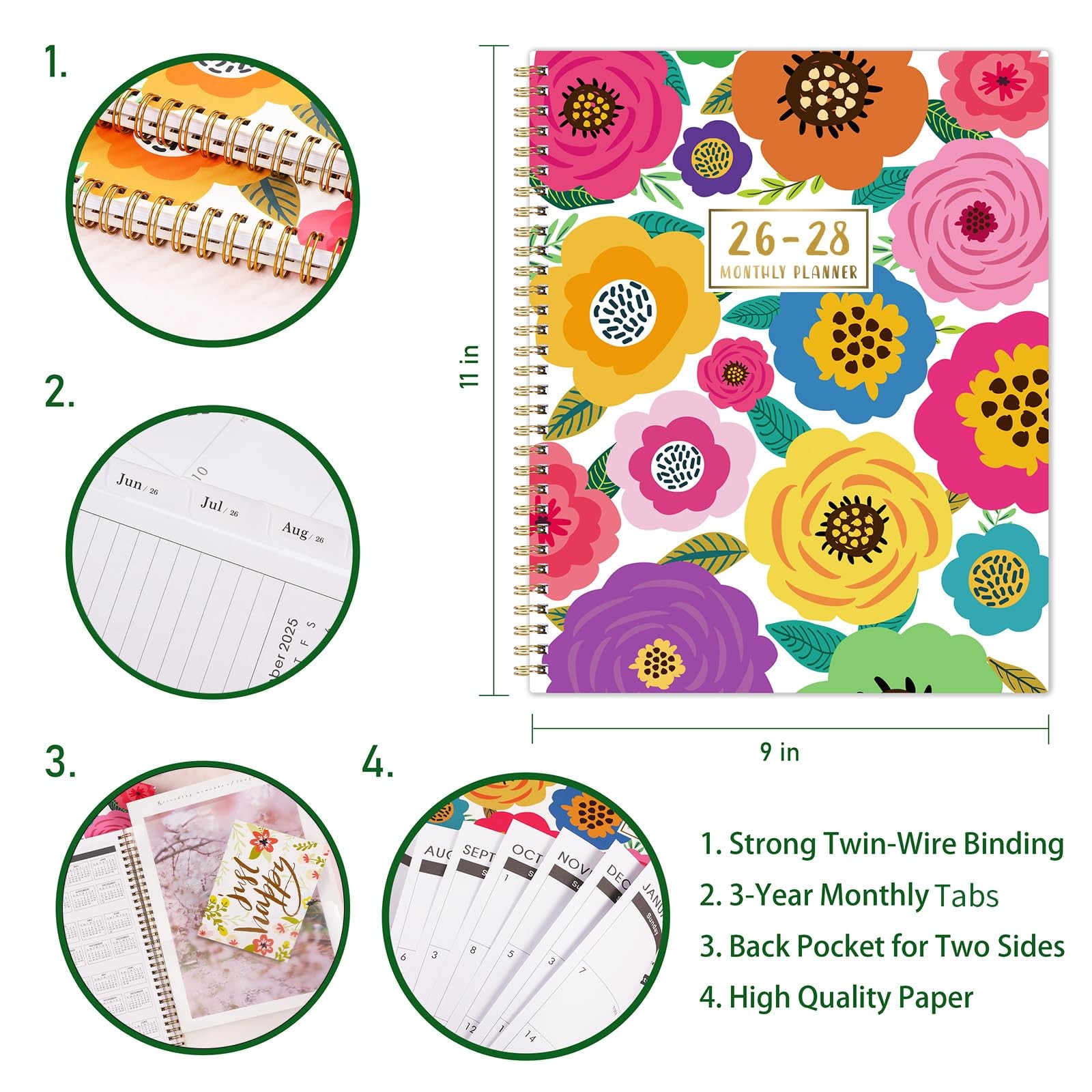 2026-2028 Monthly Planner – 3 Year Monthly Planner 2026-2028, Jan.2026 – Dec….