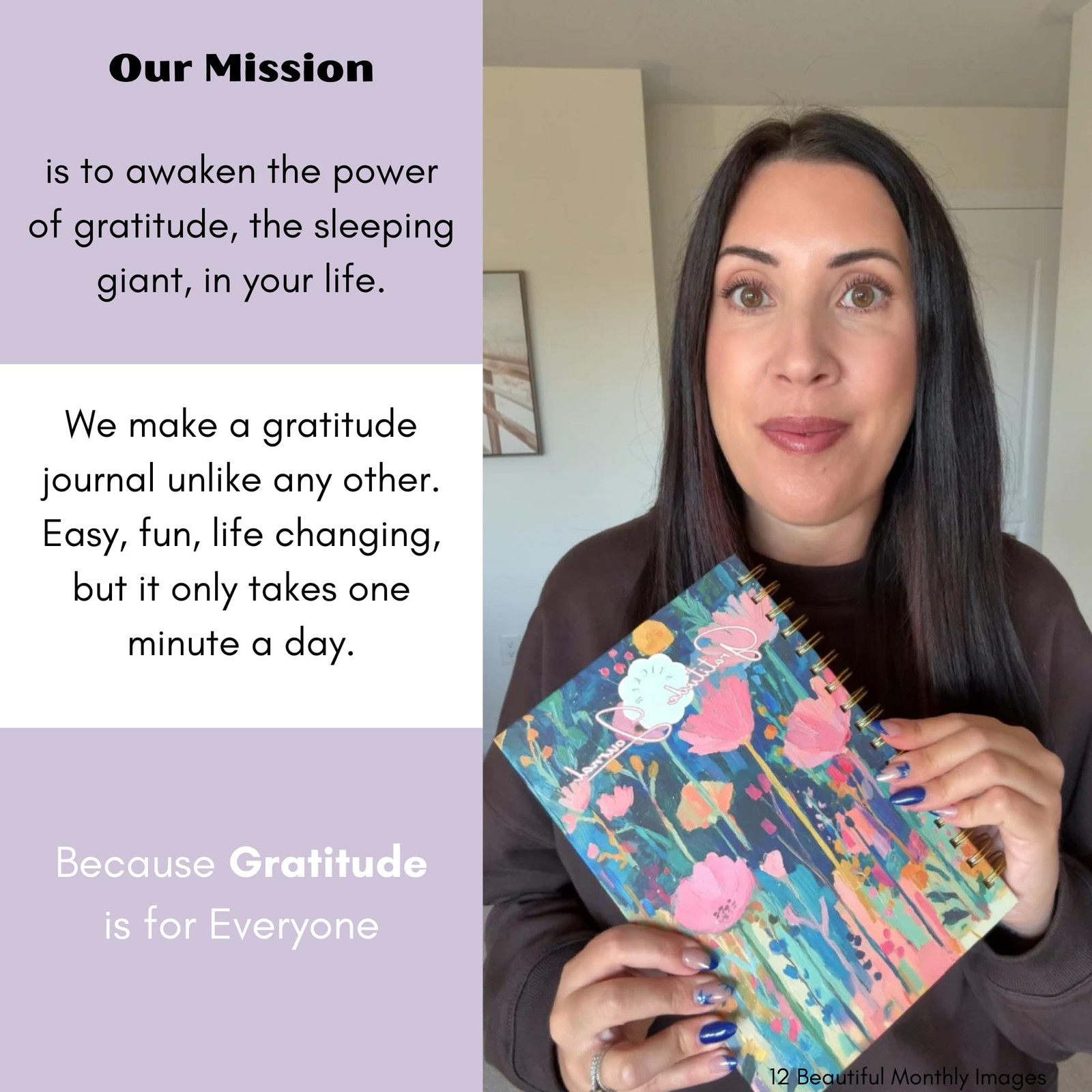 One Minute Gratitude Journal – Line a Day – 6 x 9 inches, multicolor