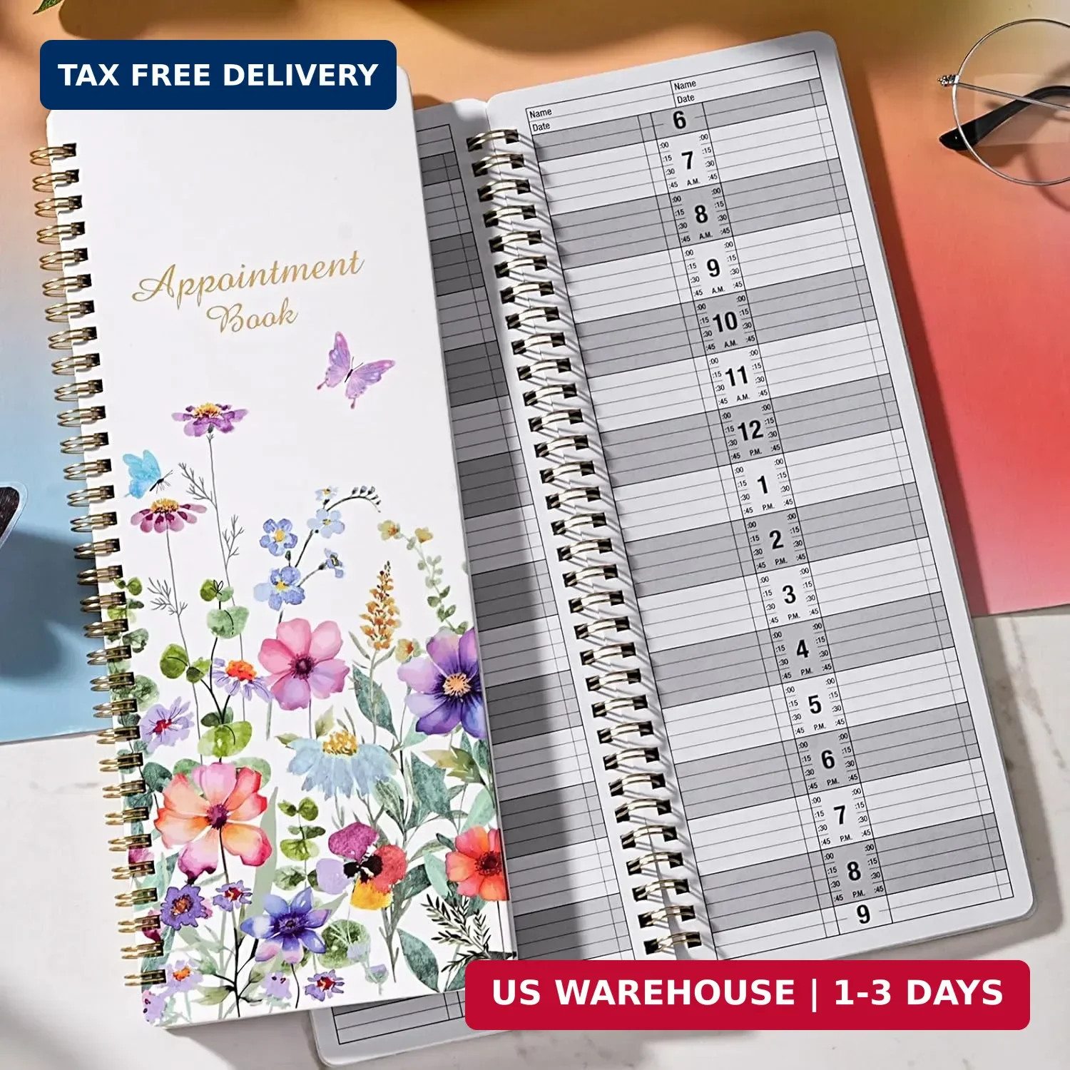 Salon Appointment Book – 11.5″ x 4.7″, 2 Columns, Undated, 6 AM – 9 PM, Professi