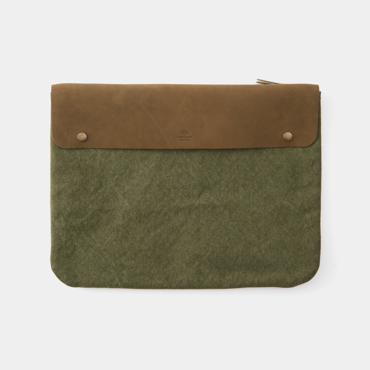 Traveler’s Company TF Canvas Pouch L Olive Cotton Leather A4 Laptop Case