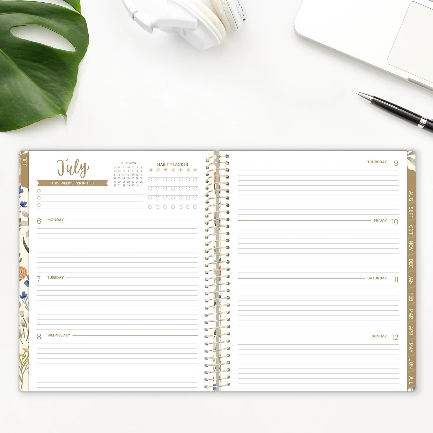 2026–27 Soft Cover Planner, 8.5″ x 11″ | Whimsical Wildflowers