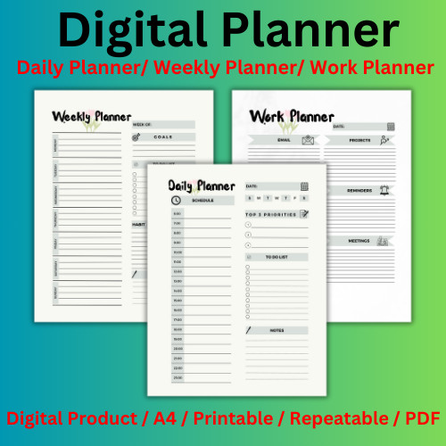 Digital Planner | Daily, Weekly, Work Goodnotes iPad Planner Digital Journal Pdf