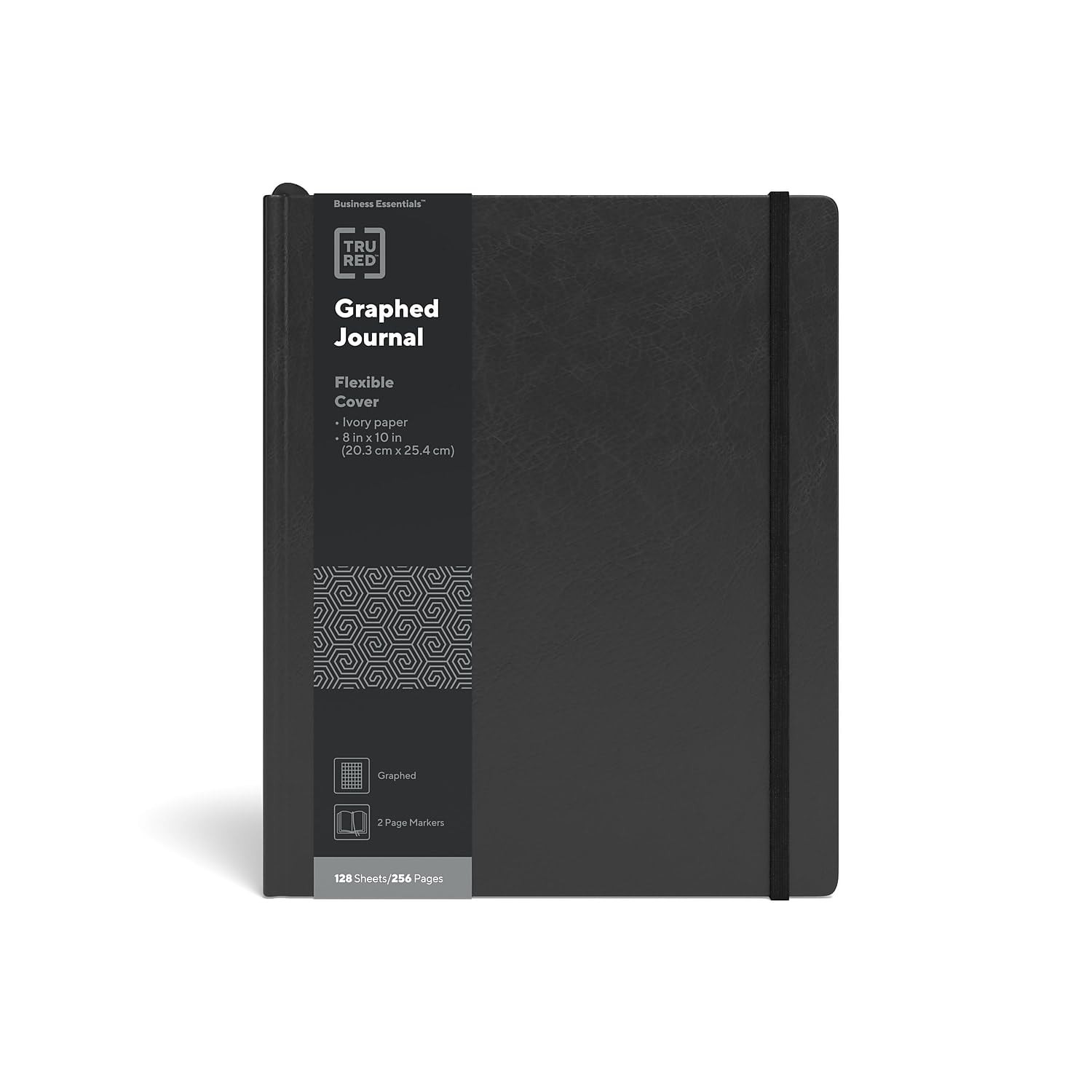 TRU RED Large Flexible Cover Graph Journal, Black – Softcover Grid