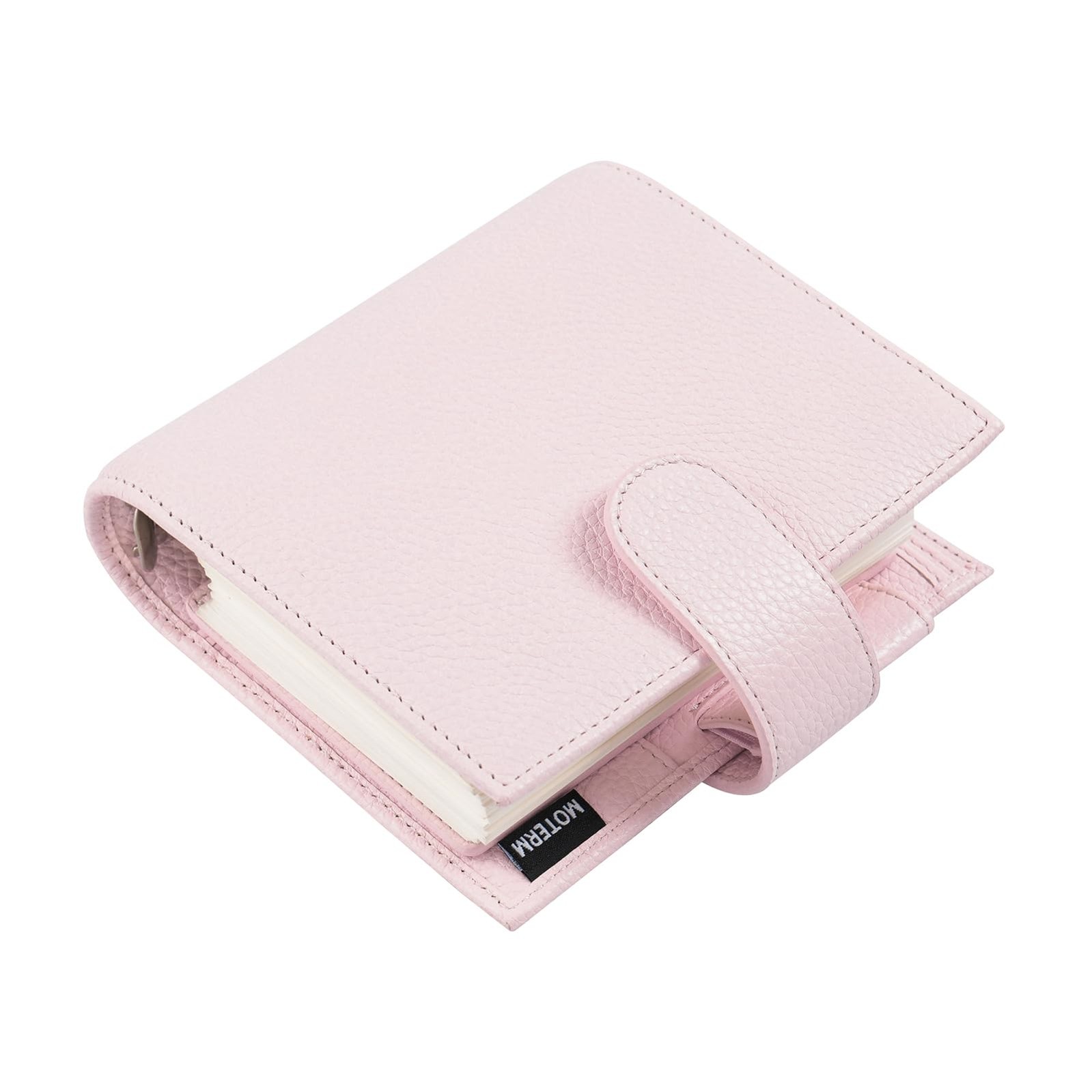 Pocket Luxe Rings Planner – Genuine Leather Binder Organizer (30mm Ring, Pebb…