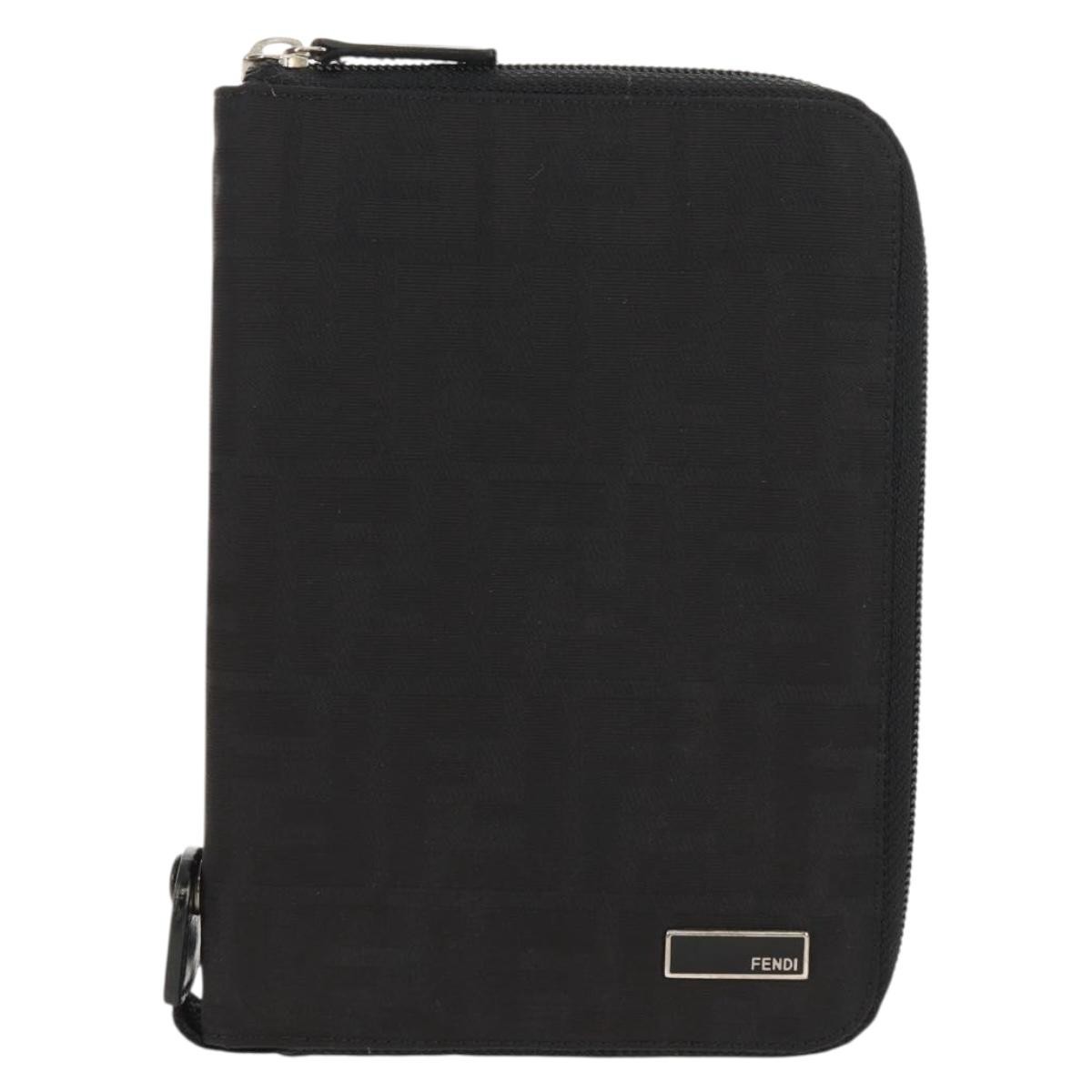 FENDI Zucca Canvas Planner Black Silver Auth 153661V