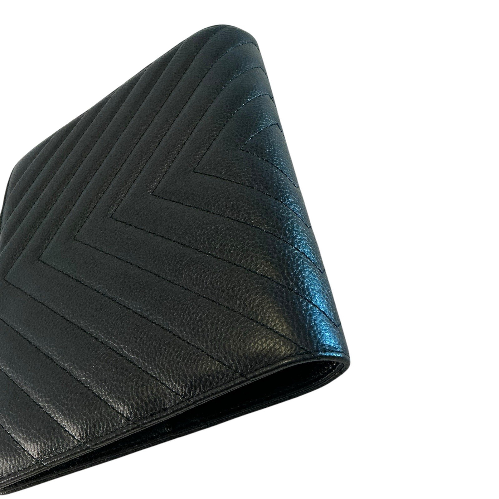 CLOTH & PAPER Leather Agenda Cover, A5 Large Black Quilted Leather Planner,