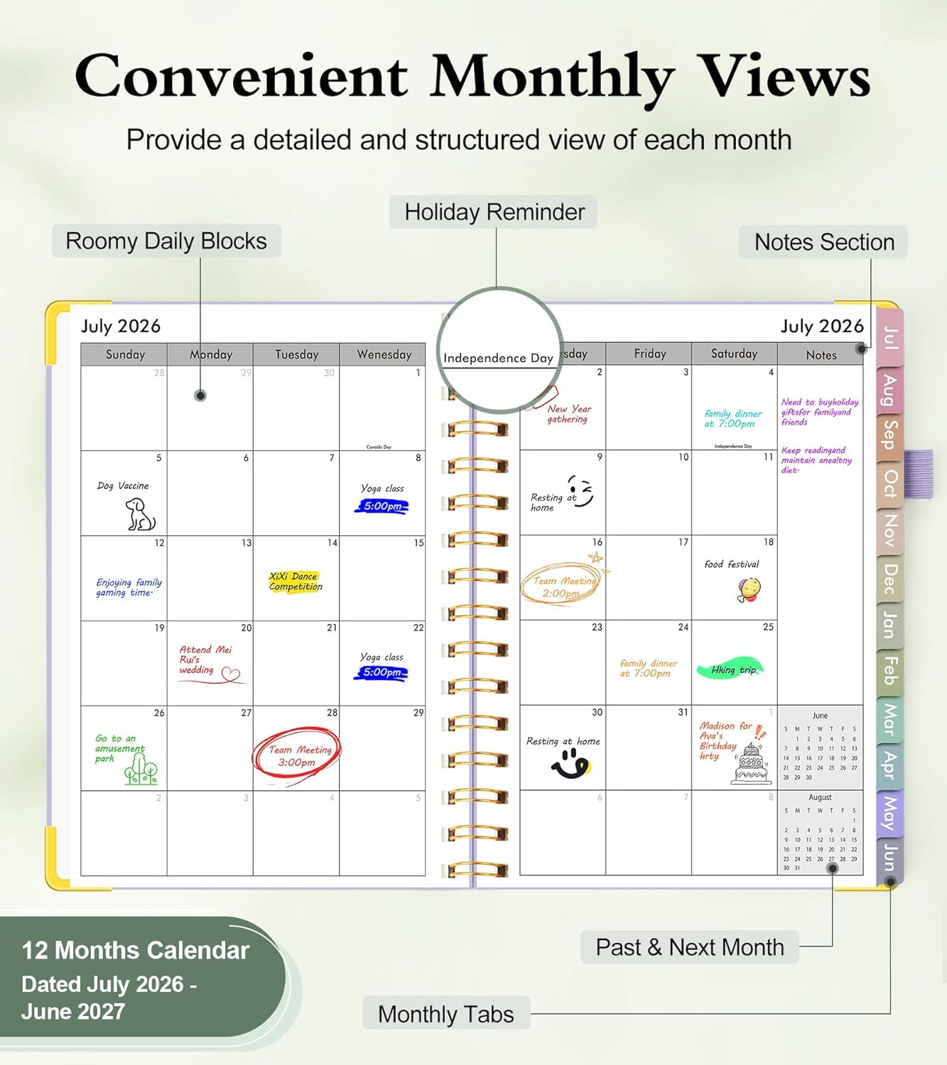 Academic Planner 2026-2027, Hardcover Weekly and Monthly Calendar Planner from J