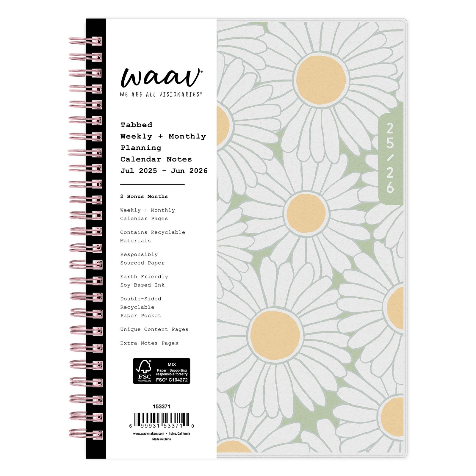 Blue Sky WAAV 2025-2026 Weekly and Monthly Academic Year Planner Calendar, Ju…