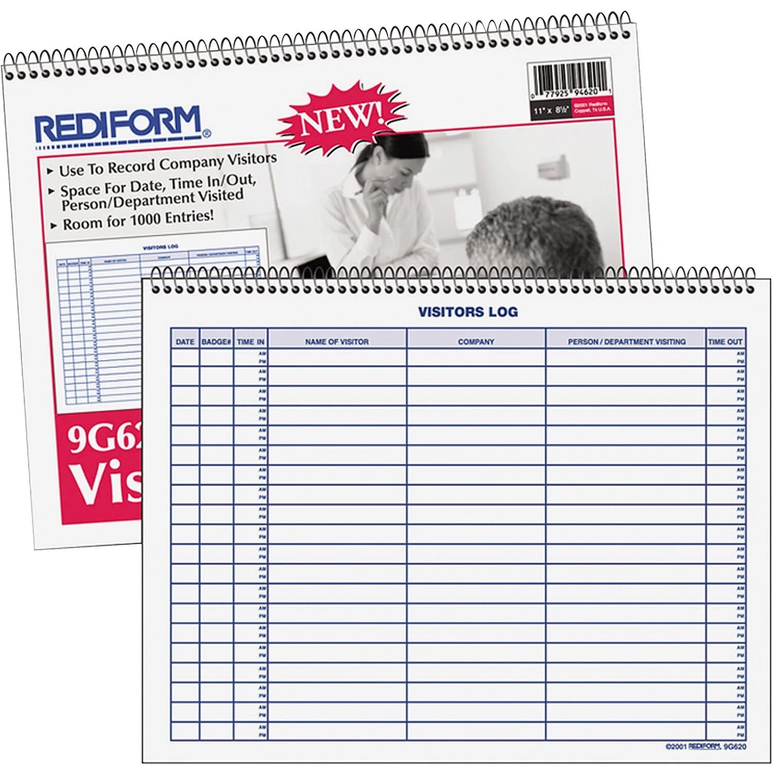 White Visitor Log Book With Spiral Binding 50 Pages Flexible Cover 1000 Entries