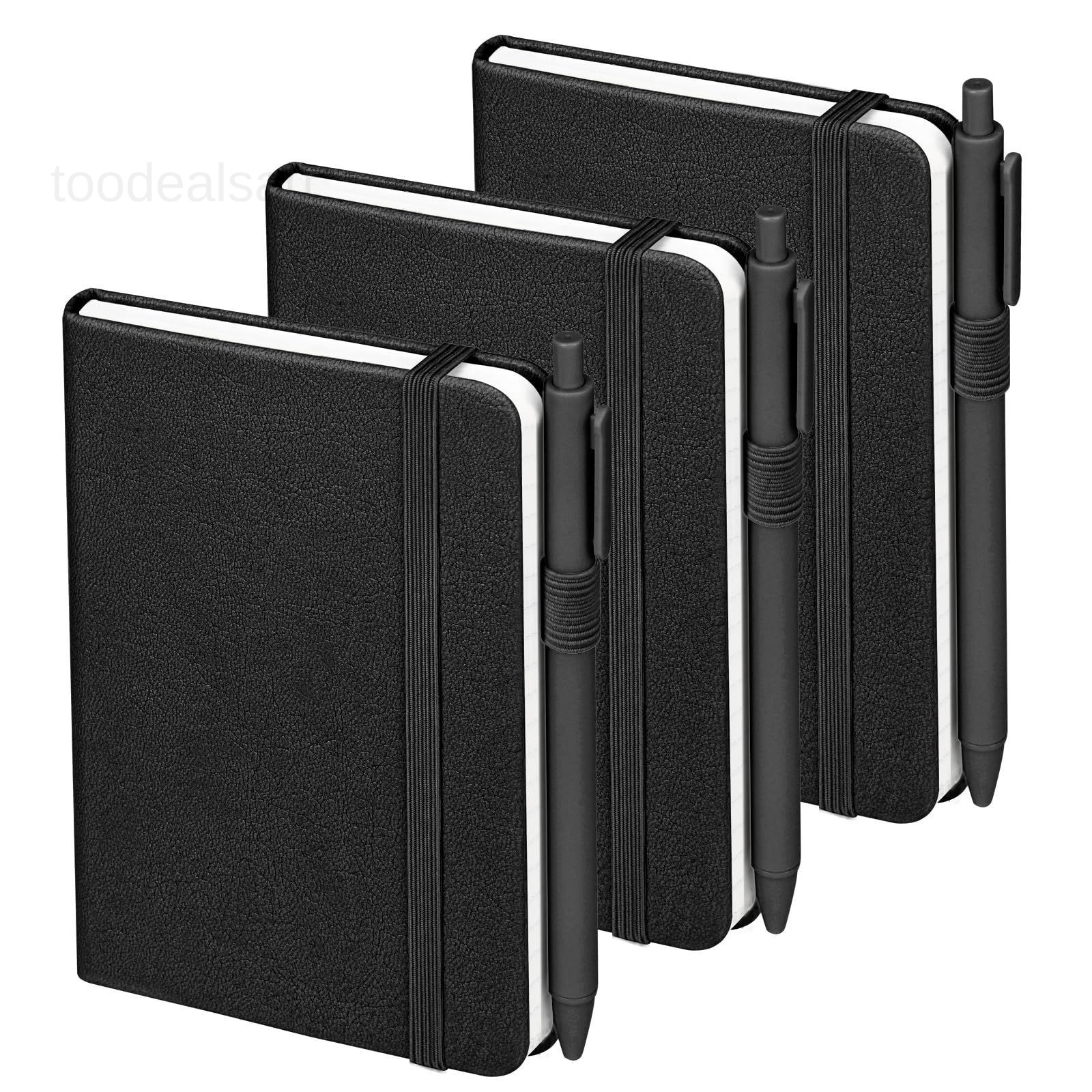 Lined Pocket Notebook Journal: 3 Pack Small Notebooks for Note Taking, Black
