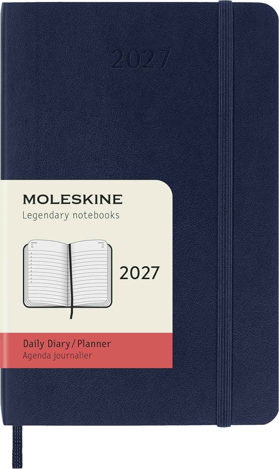 Moleskine Daily Planner 2027, Soft Cover 12 Month Diary with Elastic Closure, Po