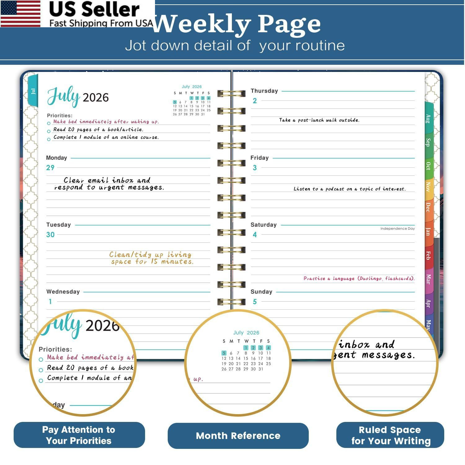 Planner 2026-2027 – Academic 2026-2027, July 6.5 x 8.5 inches, Blue
