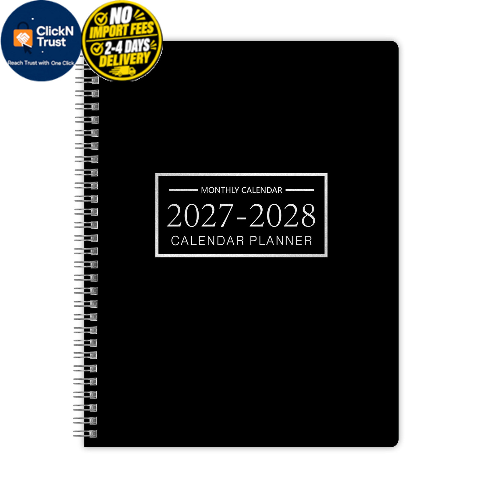 2027-2028 Monthly Planner, Jan 2027-Dec 2028, A4 2027 – Dec Black