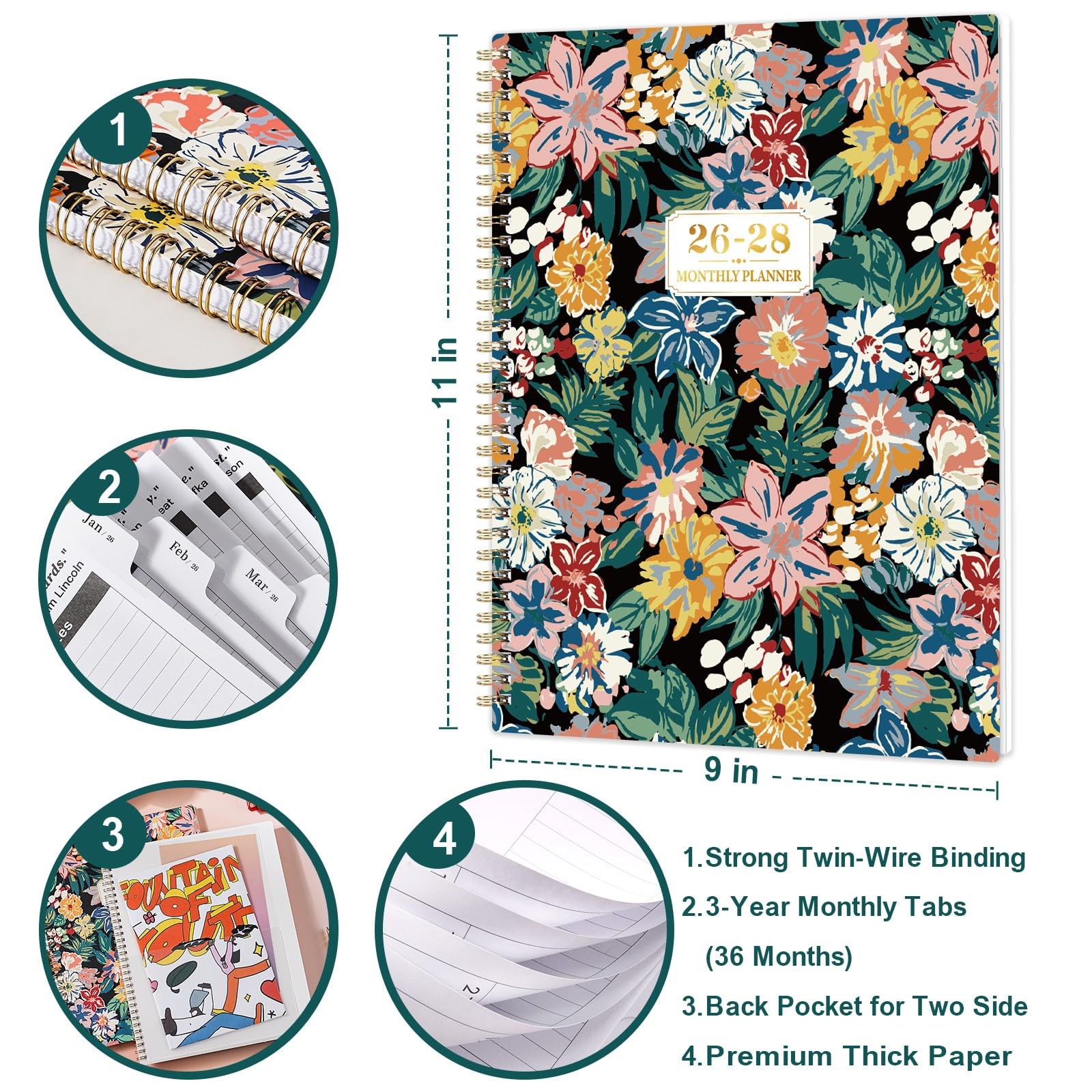 Monthly Planner 2026-2028 – 3 Year Planner/Calendar 2026-2028, JAN 2026 – DEC