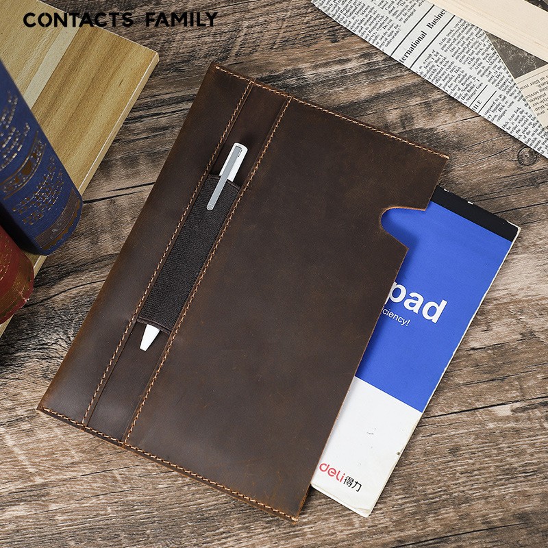 A5 Leather Notebook Cover With Pen Holder Crazy Horse Journal Sleeve Handmade