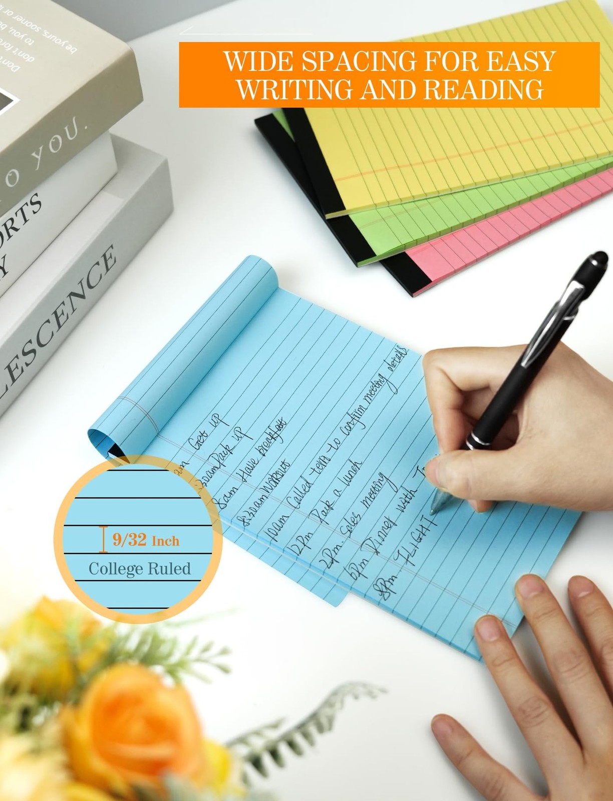 Zaviko Small Legal Pads 5×8 Colored Note Pads, 6 Pack Small Notepads for Work…