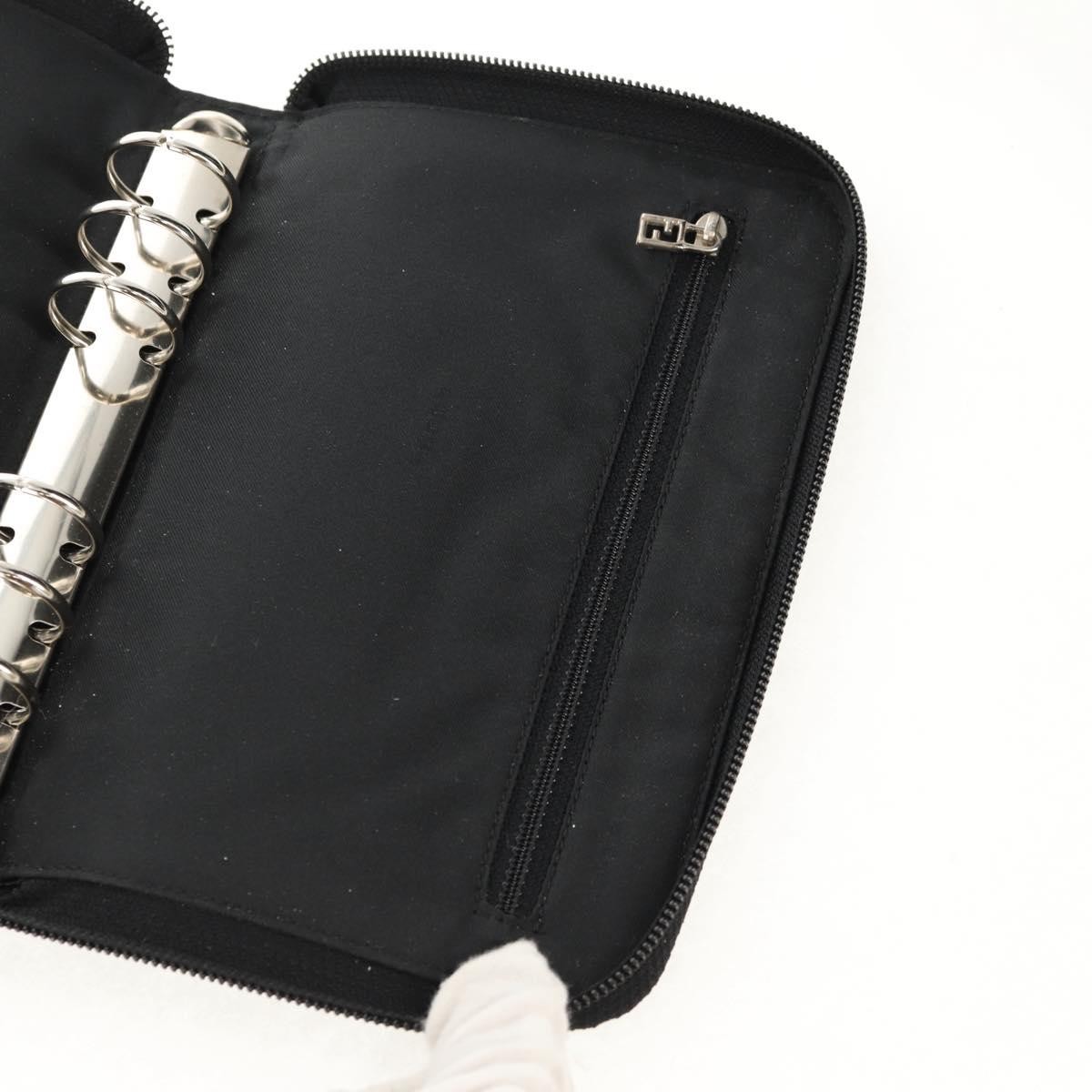 FENDI Zucca Canvas Planner Black Silver Auth 153661V