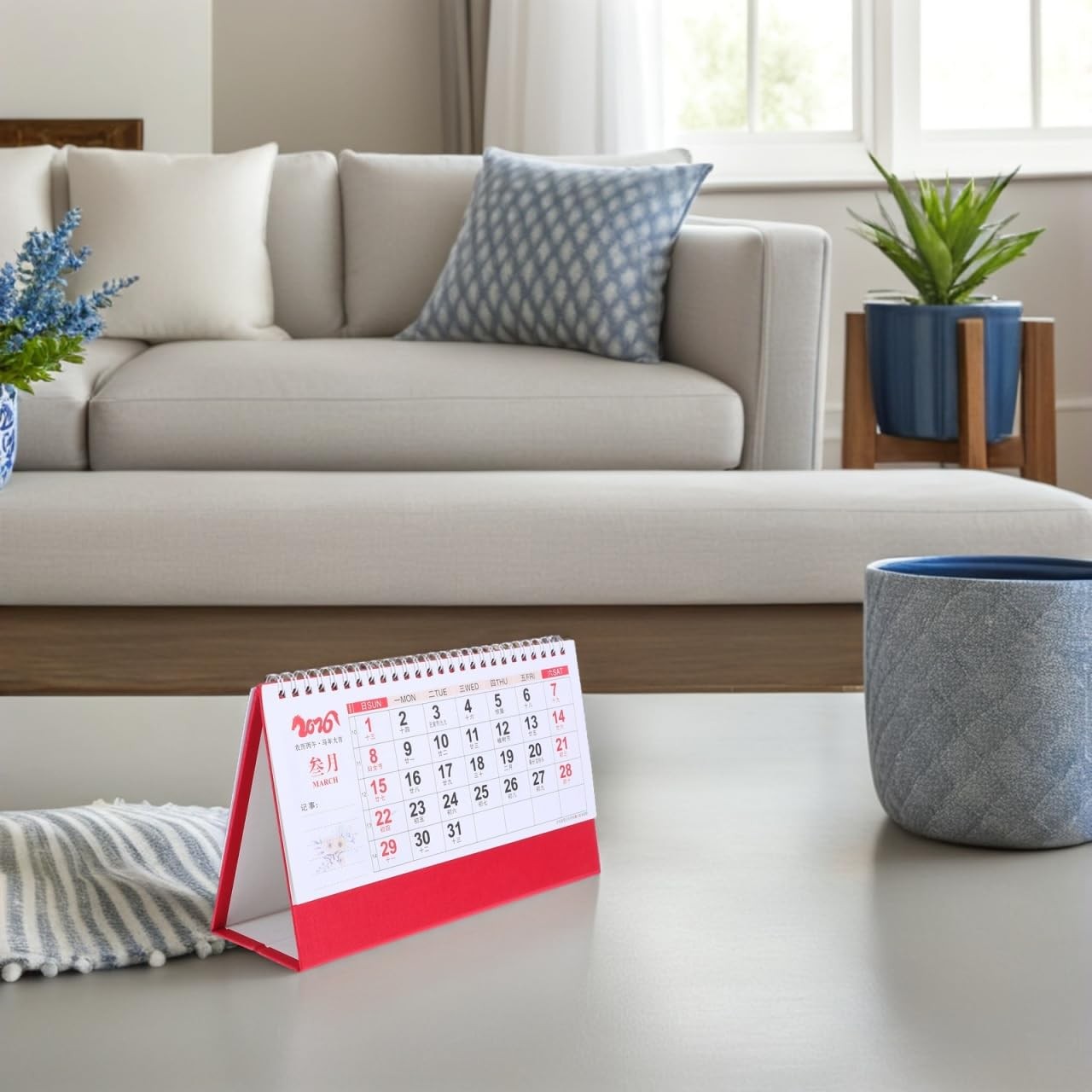 Desk Calendar: 2026 Chinese New Year Table Calendar Monthly Pages Flip Multi
