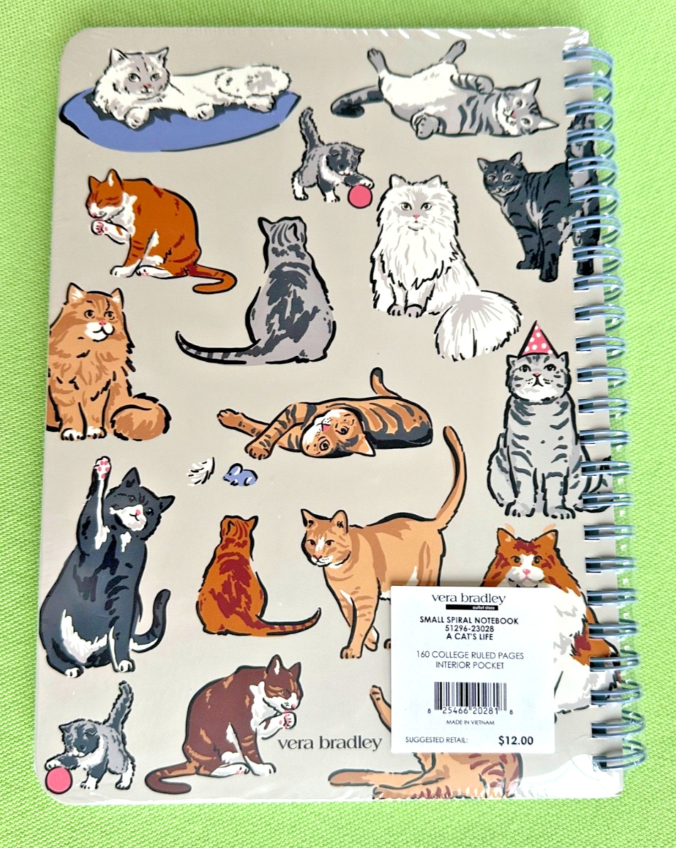 VERA BRADLEY A CAT’S LIFE SMALL SPIRAL NOTEBOOK:NWT CATS