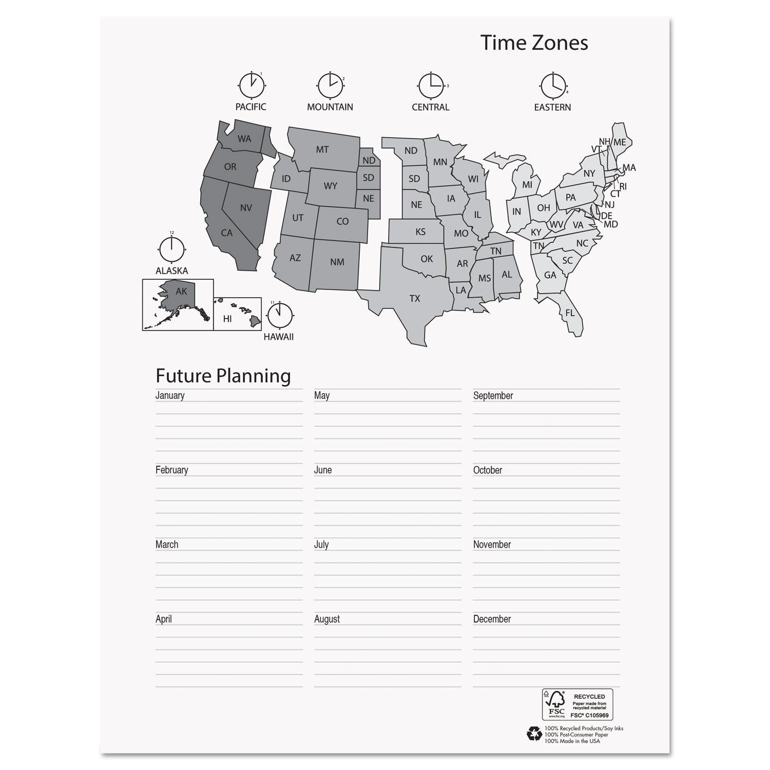 Doolittle 27202 Recycled Professional Weekly Planner, 15-Min Black