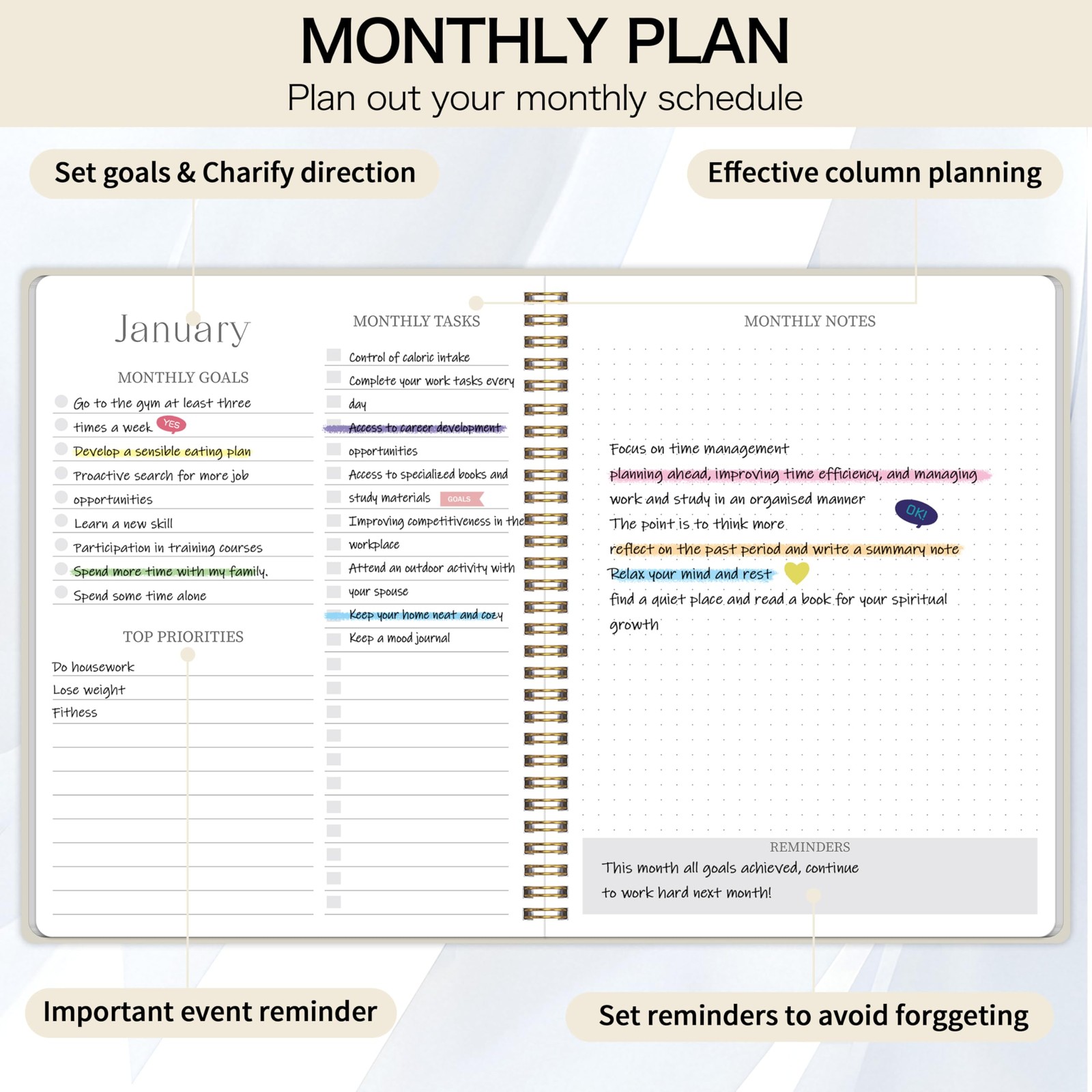 2026-2027 Monthly Planner Jan 2026 – Dec 2027 Twin-wire Binding Organizer