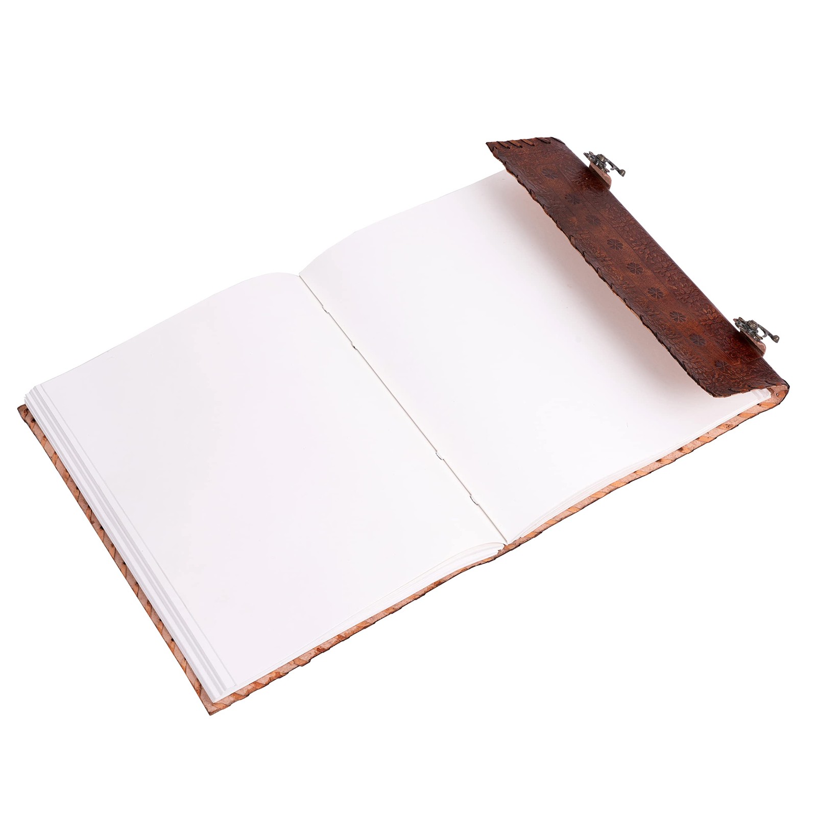 Leather Journal 13 x 10 in Unlined 200 Recycled Thick Pages – Handmade Chakra