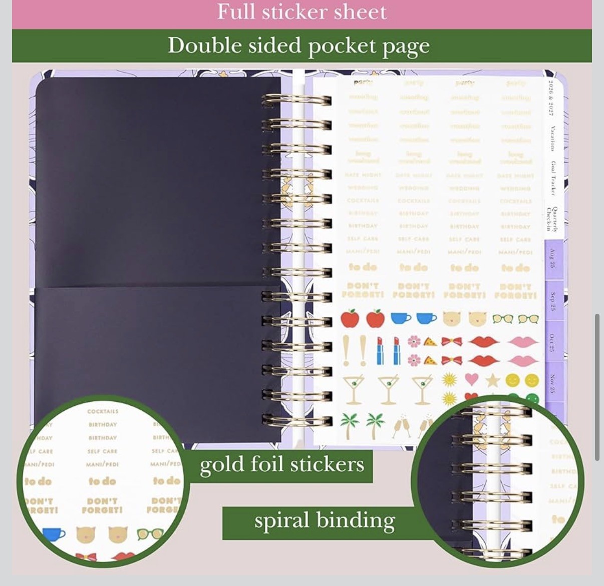NWT Kate Spade New York Daily Planner Aug 2025- Dec 2026 Medium Purple Floral