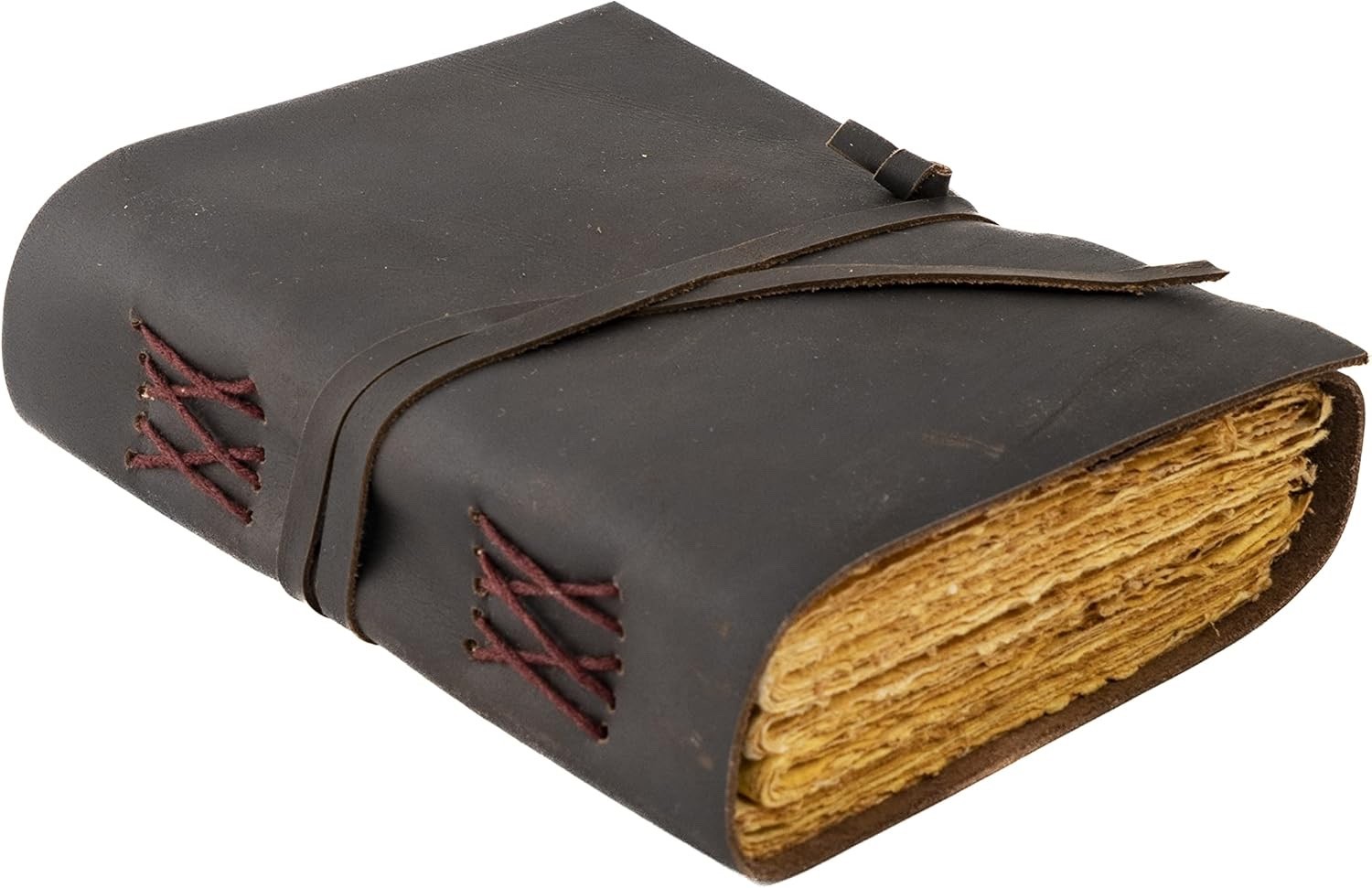 Large Handmade Leather Journal – Buff Sketchbook | 200 Deckle Edge Pages