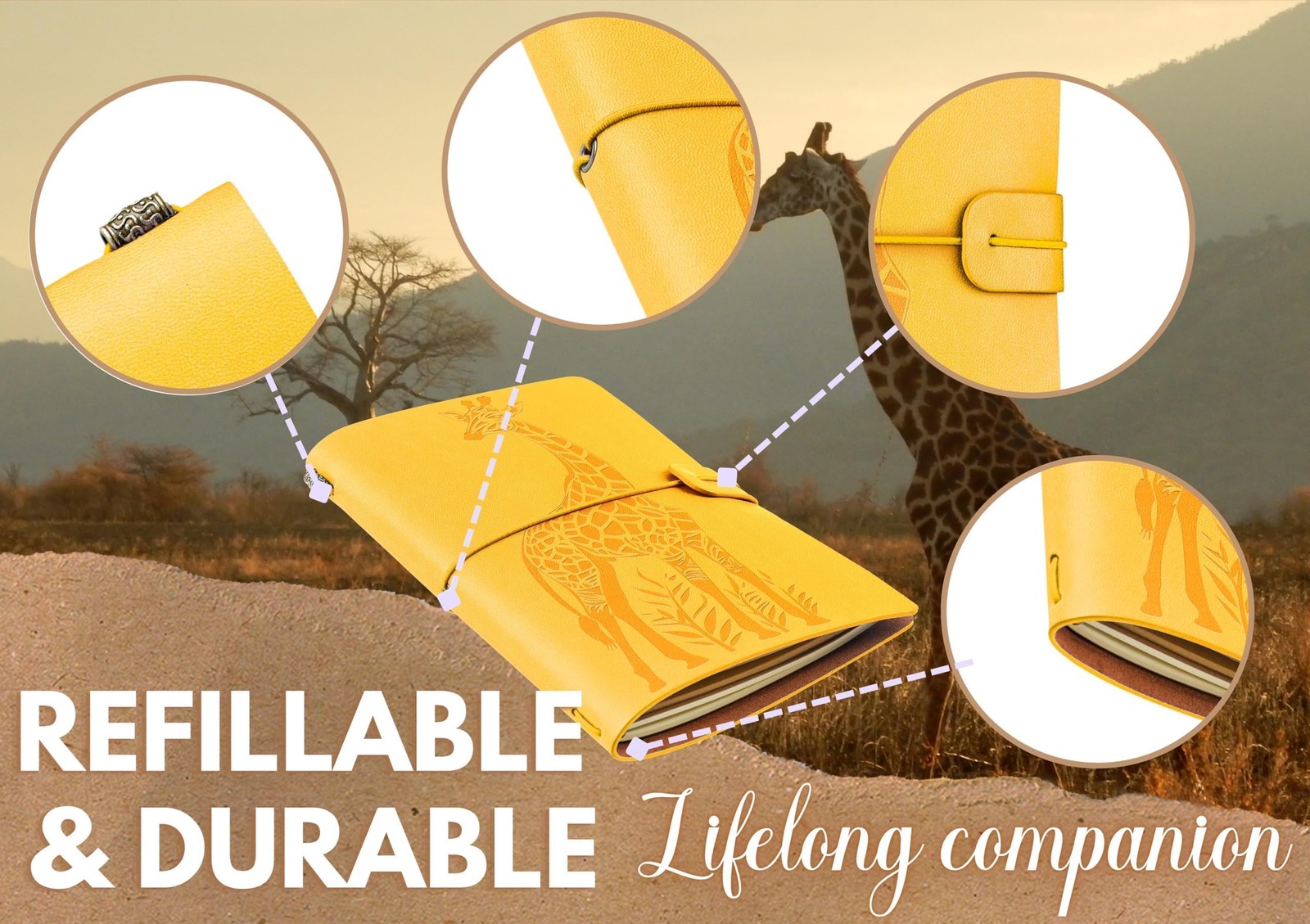 InnoBeta Giraffe Gifts Journal for Lover – 7.8″x5″ 7.8”x 5”, Yellow