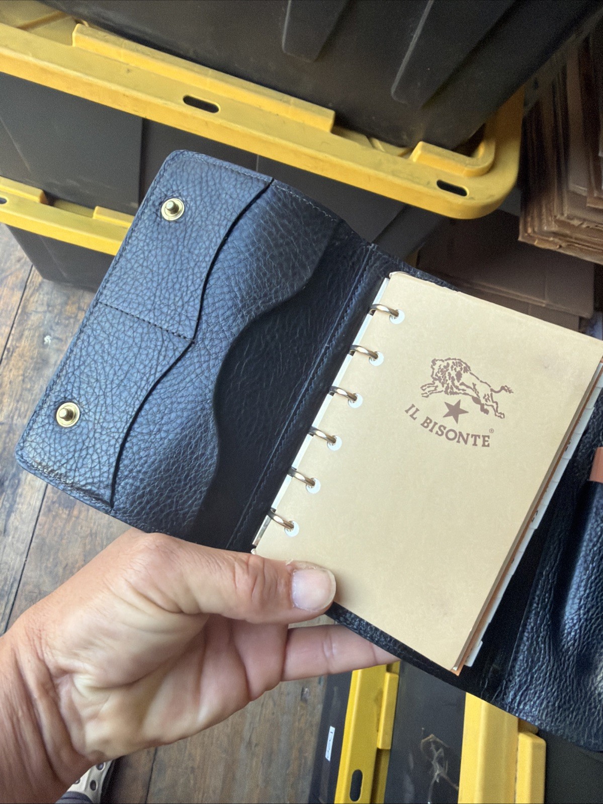 IL BISONTE Leather Planner/Organizer Binder w/ Zipper Pocket, Italy 🔥