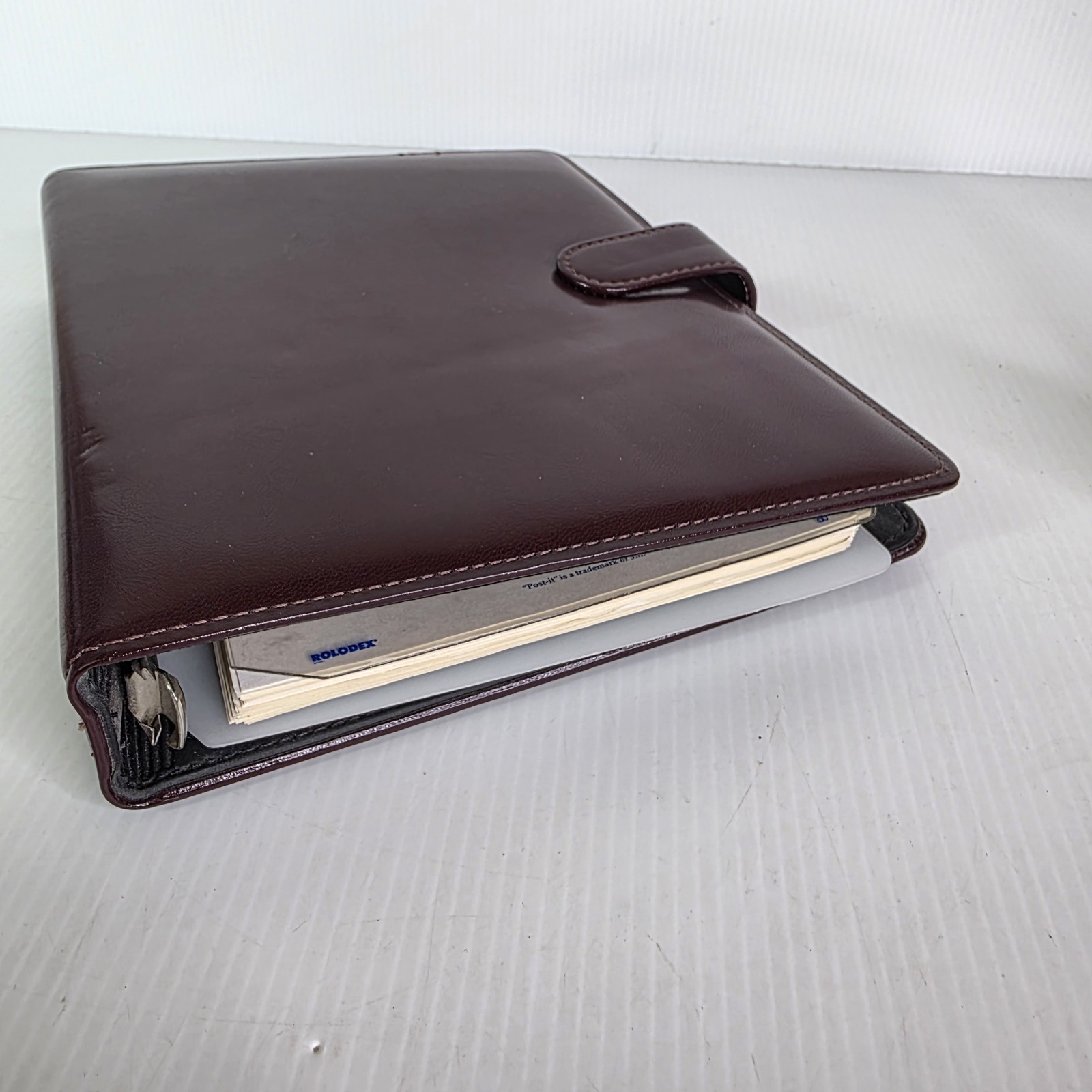 Vintage Rolodex Personal Organizer 8.5×6.5 Faux Leather 6 Ring Burgundy Snap