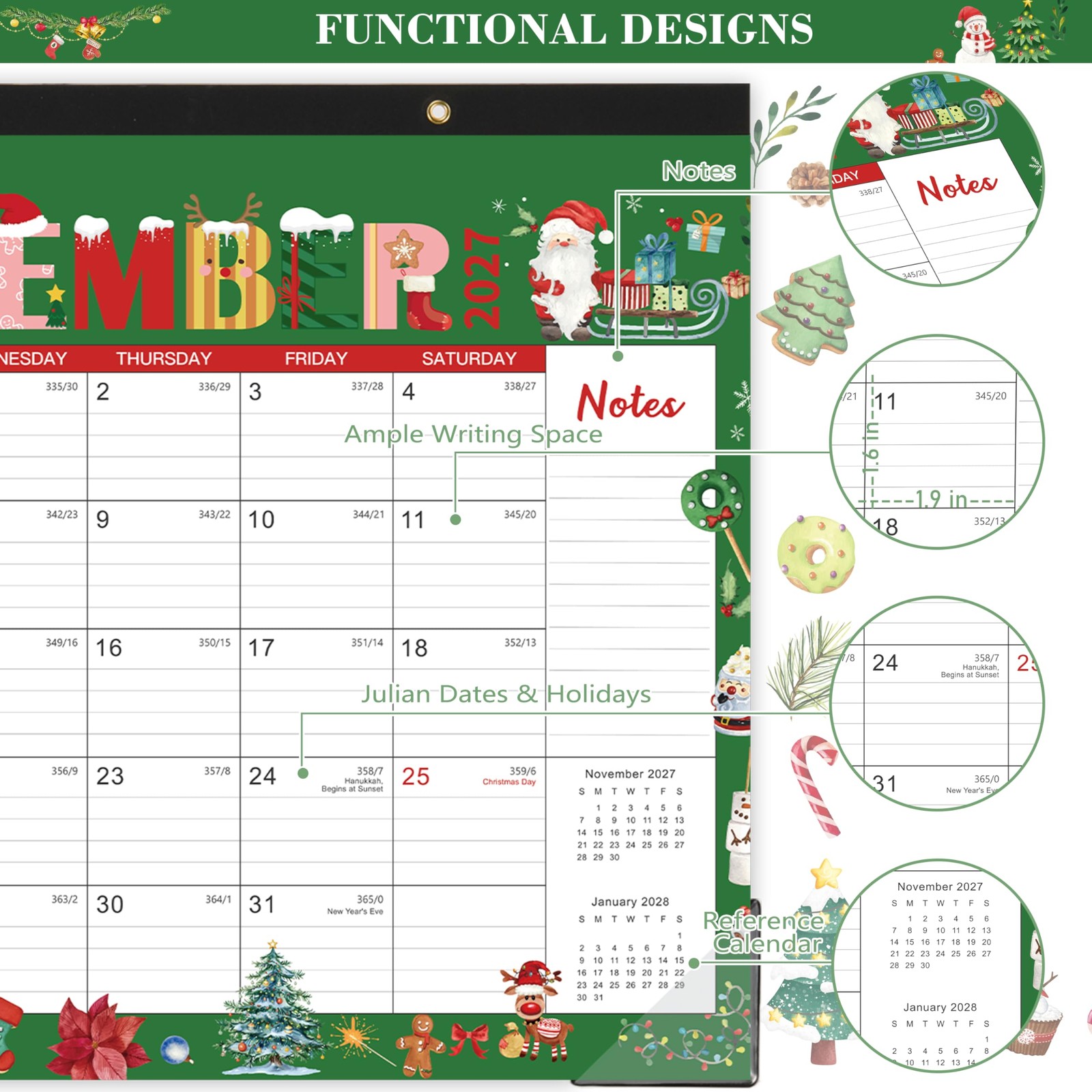 Desk Calendar 2026-2027 – 2026-2027, Jul. 2026 – Dec. 2027, 12″ Blue