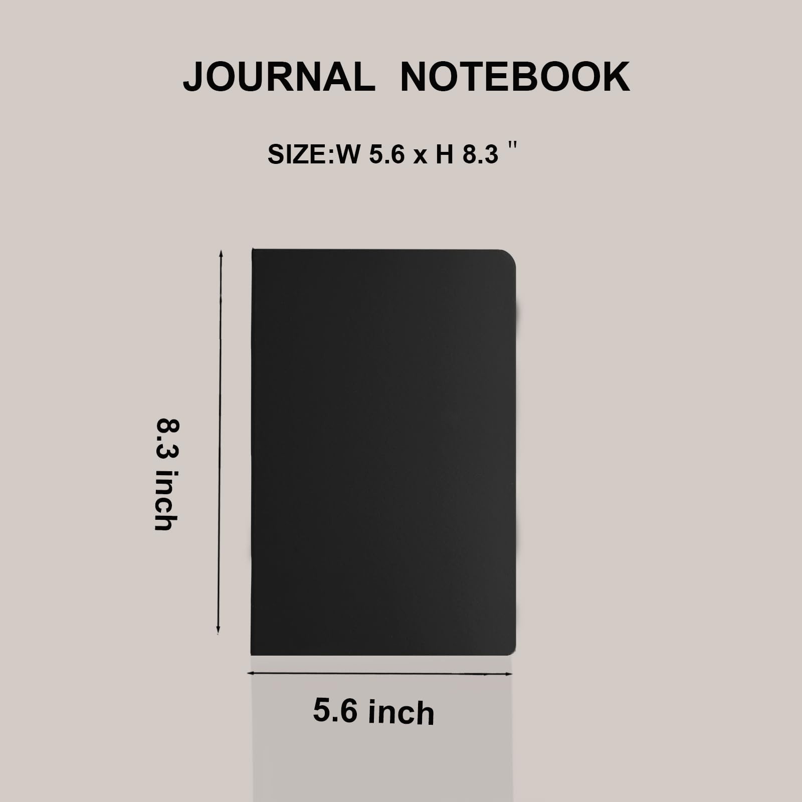 A5 Black Paper Notebook,100 Sheets/200 Pages,120gsm Paper, Black Hardcover Jo…