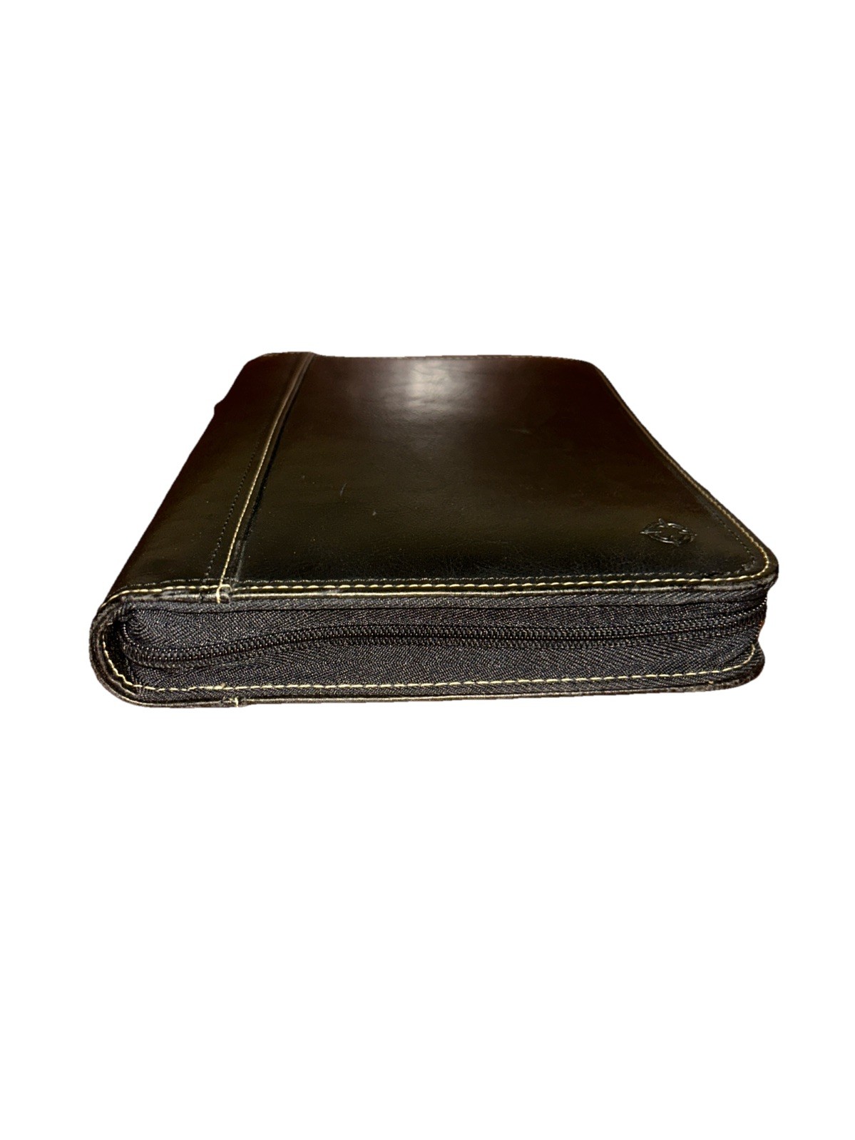 Franklin Covey 7 Ring Planner Organizer Pockets Wallet Zip Black Faux Leather FS