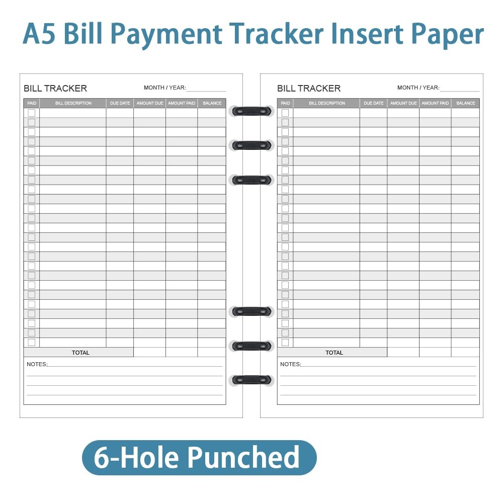 Bill Payment Tracker Refills – 100 Sheets/200 Pages, Bill Pay Checklist Refil…