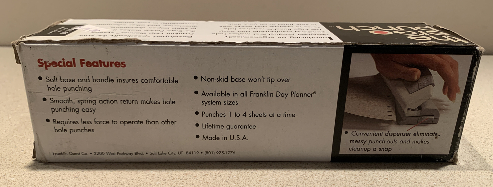 The Ergo Punch for Franklin Day Planner Pocket 6 Hole Punch 3 1/2″x 6″ Excellent