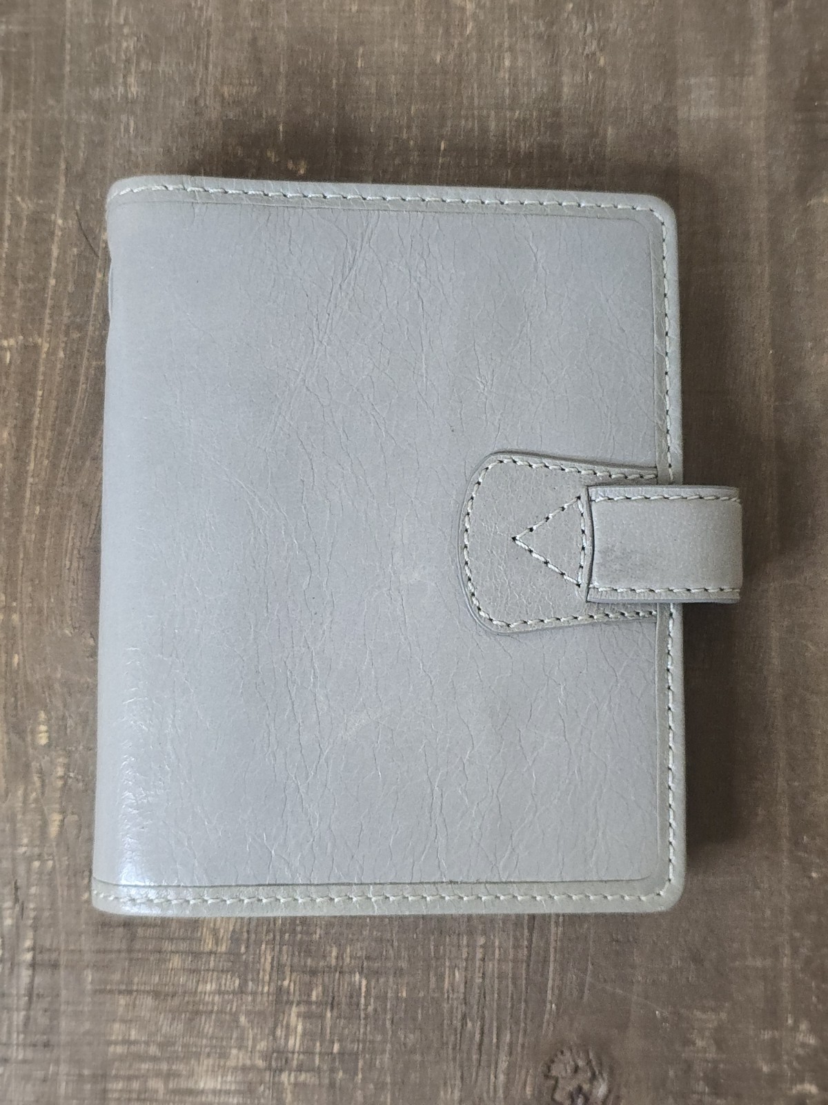 Filofax Malden Pocket Organizer Gray Antiqued Leather Planner Binder Zip Pocket